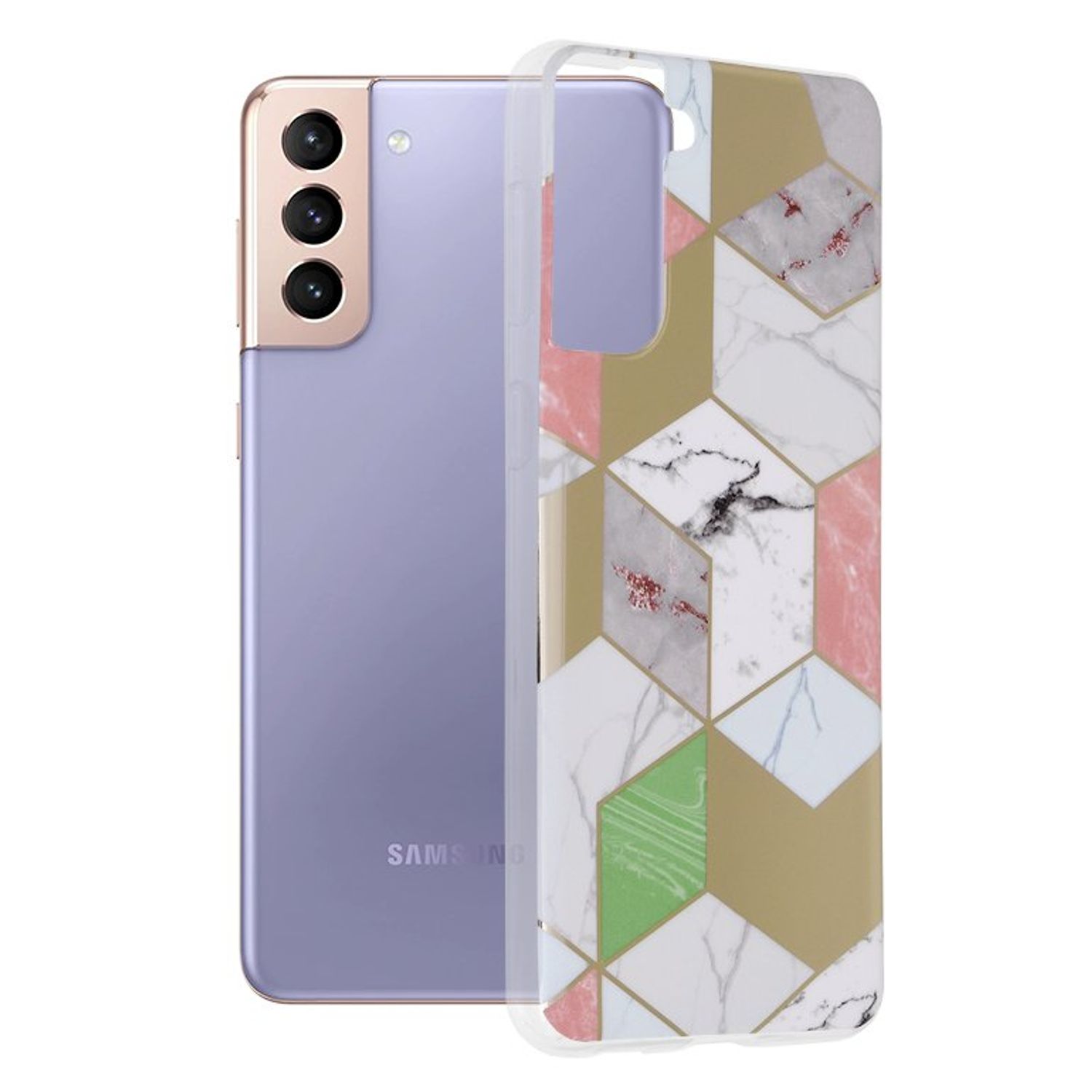 Husa Techsuit - Marble Series pentru Samsung Galaxy S21 Plus - Purple Hex fotografia produsului