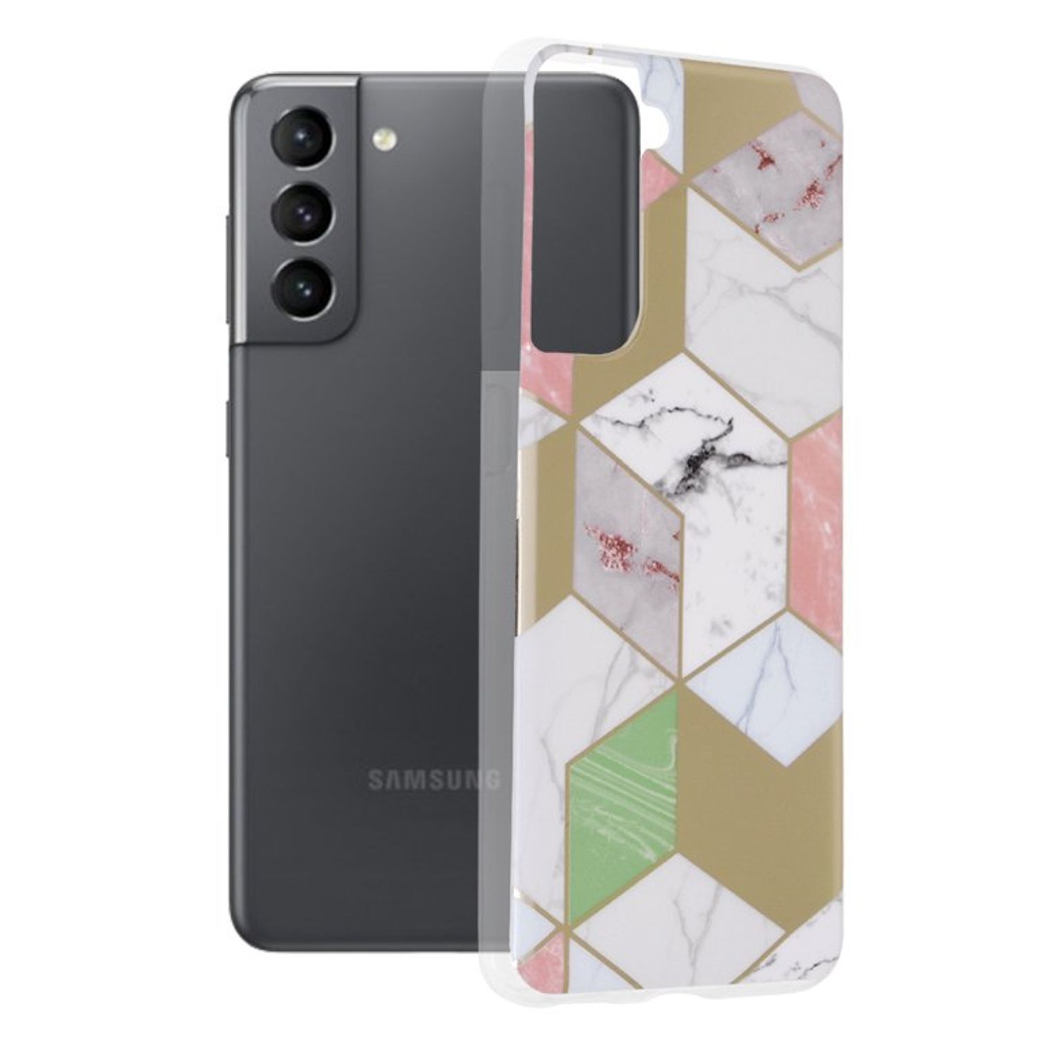 Husa Techsuit - Marble Series pentru Samsung Galaxy S21 - Purple Hex fotografia produsului