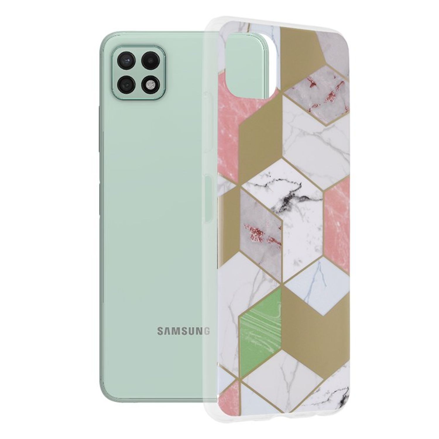 Husa Techsuit - Marble Series pentru Samsung Galaxy A22 5G - Purple Hex fotografia produsului