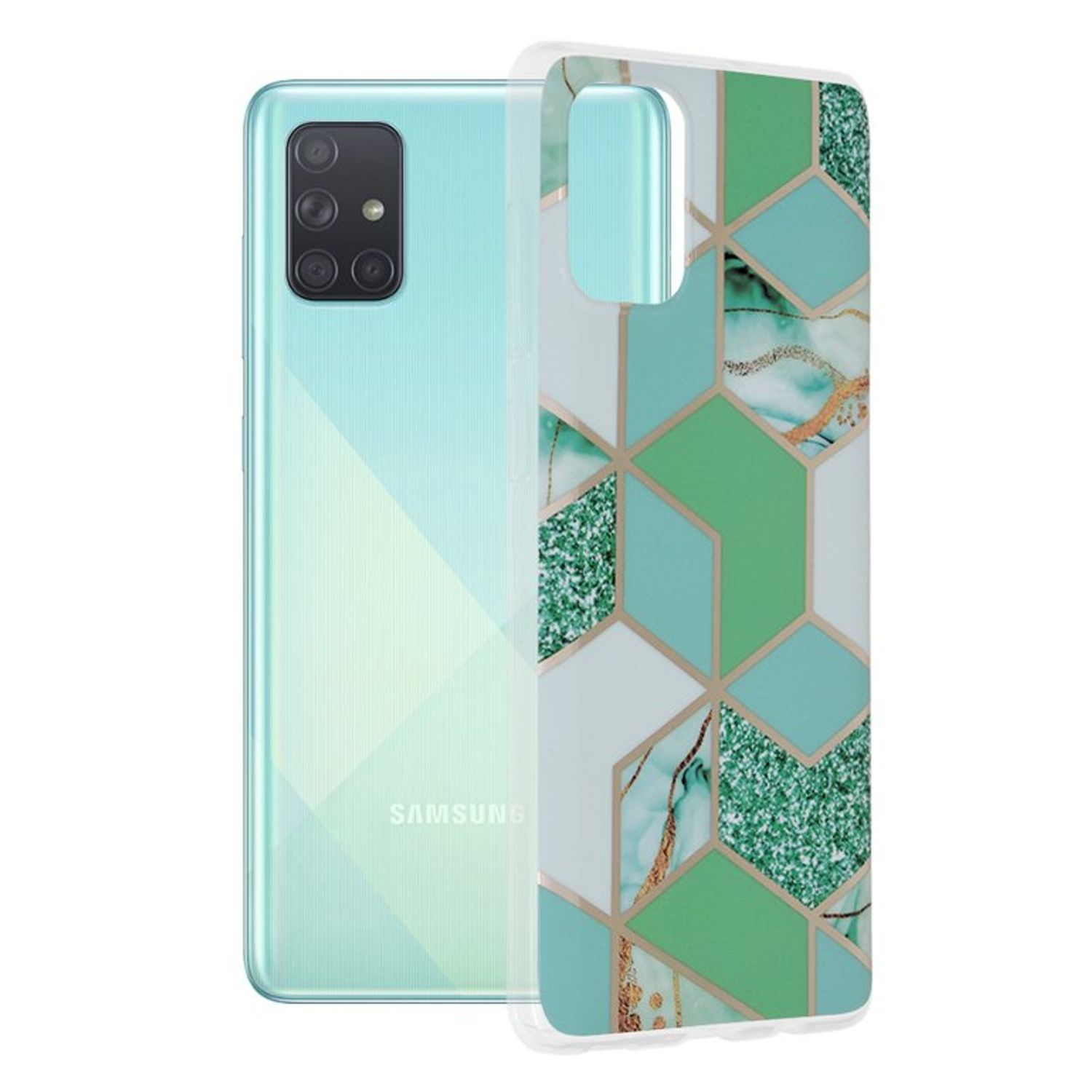 Husa Techsuit - Marble Series pentru Samsung Galaxy A71 - Green Hex fotografia produsului