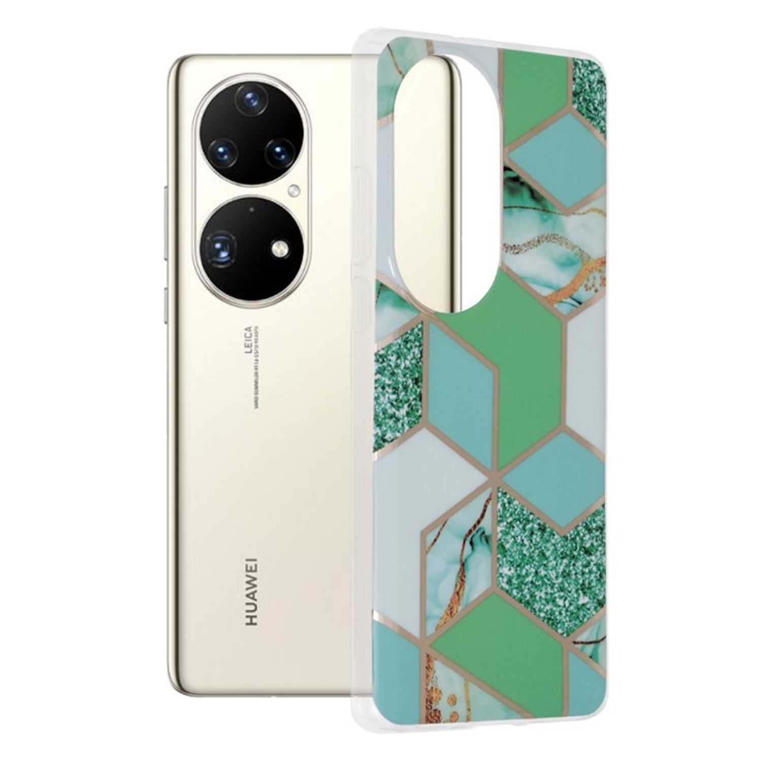 Husa Techsuit - Marble Series pentru Huawei P50 Pro - Green Hex fotografia produsului