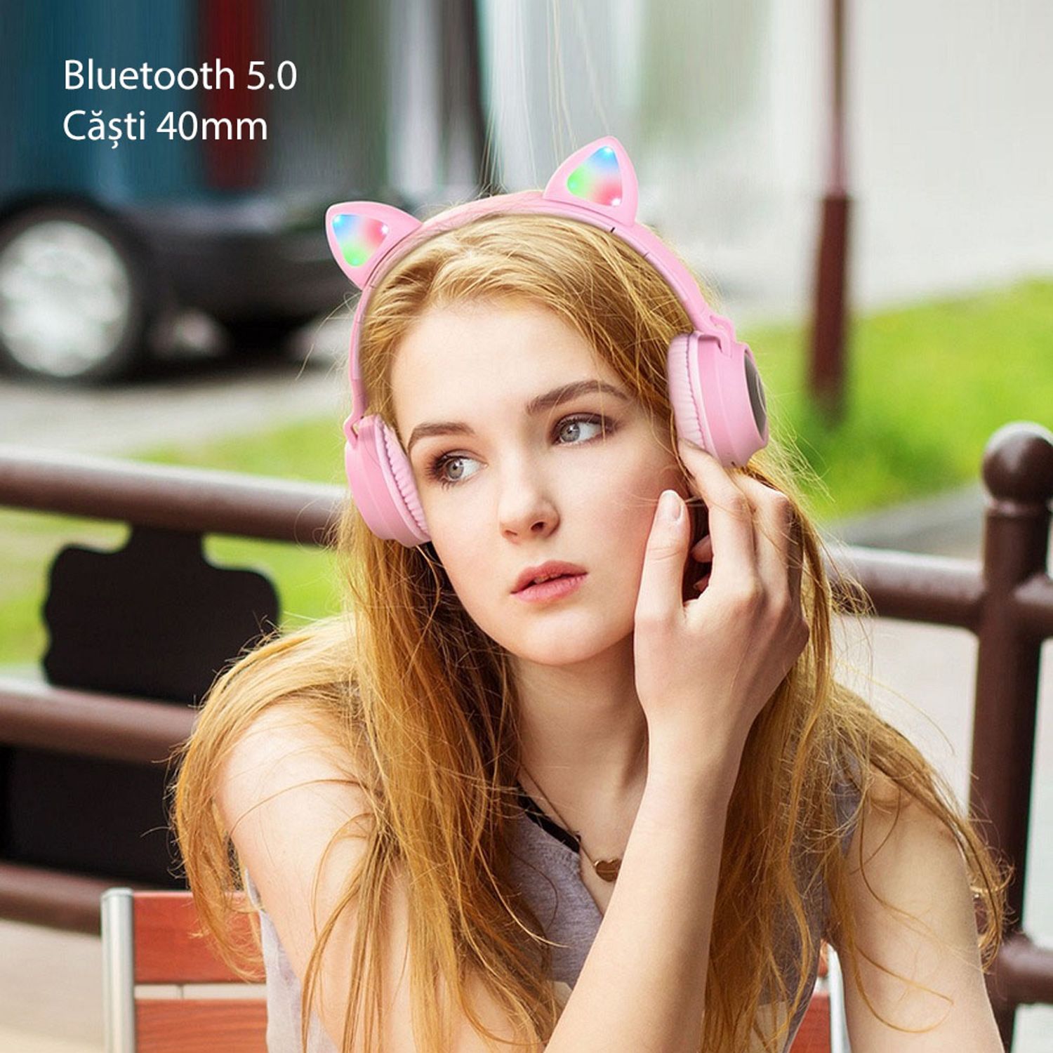 Casti HOCO - Wireless Headphones, pliabile, Bluetooth 5.0, Roz fotografia produsului View 3 L