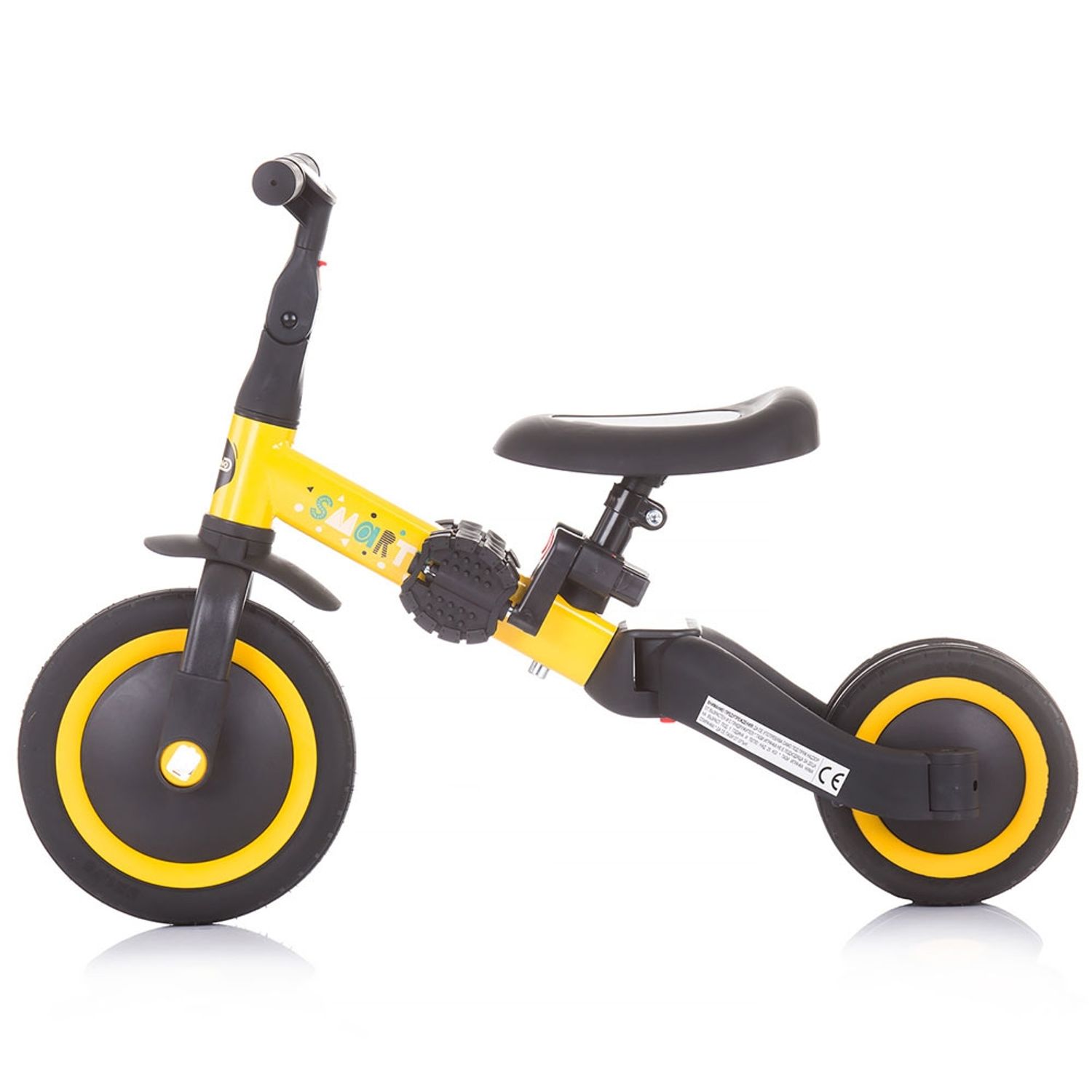 Tricicleta si bicicleta Chipolino Smarty 2 in 1 yellow fotografia produsului View 3 L
