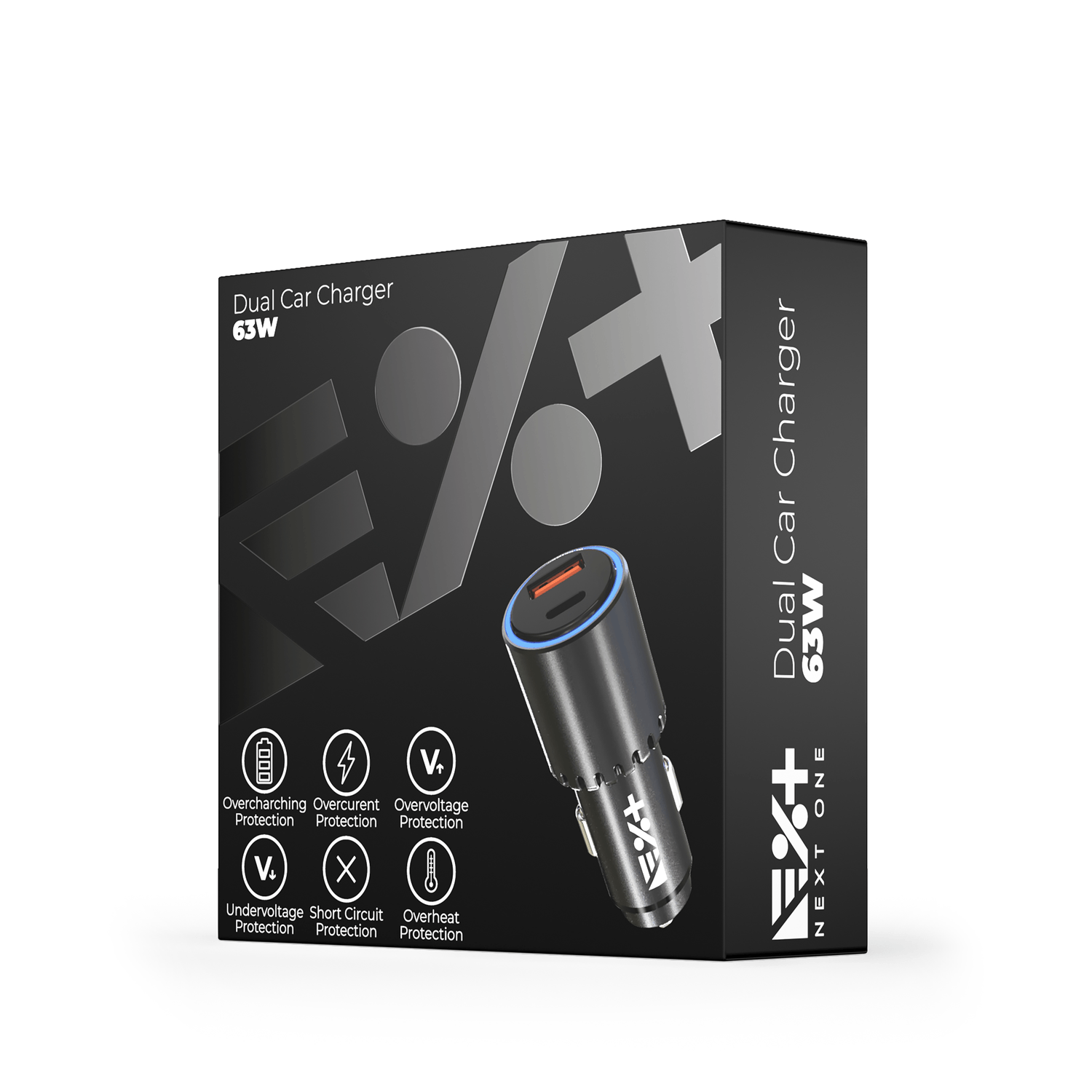 Incarcator de masina USB-C & USB-A NEXT ONE, 63W fotografia produsului View 5 L