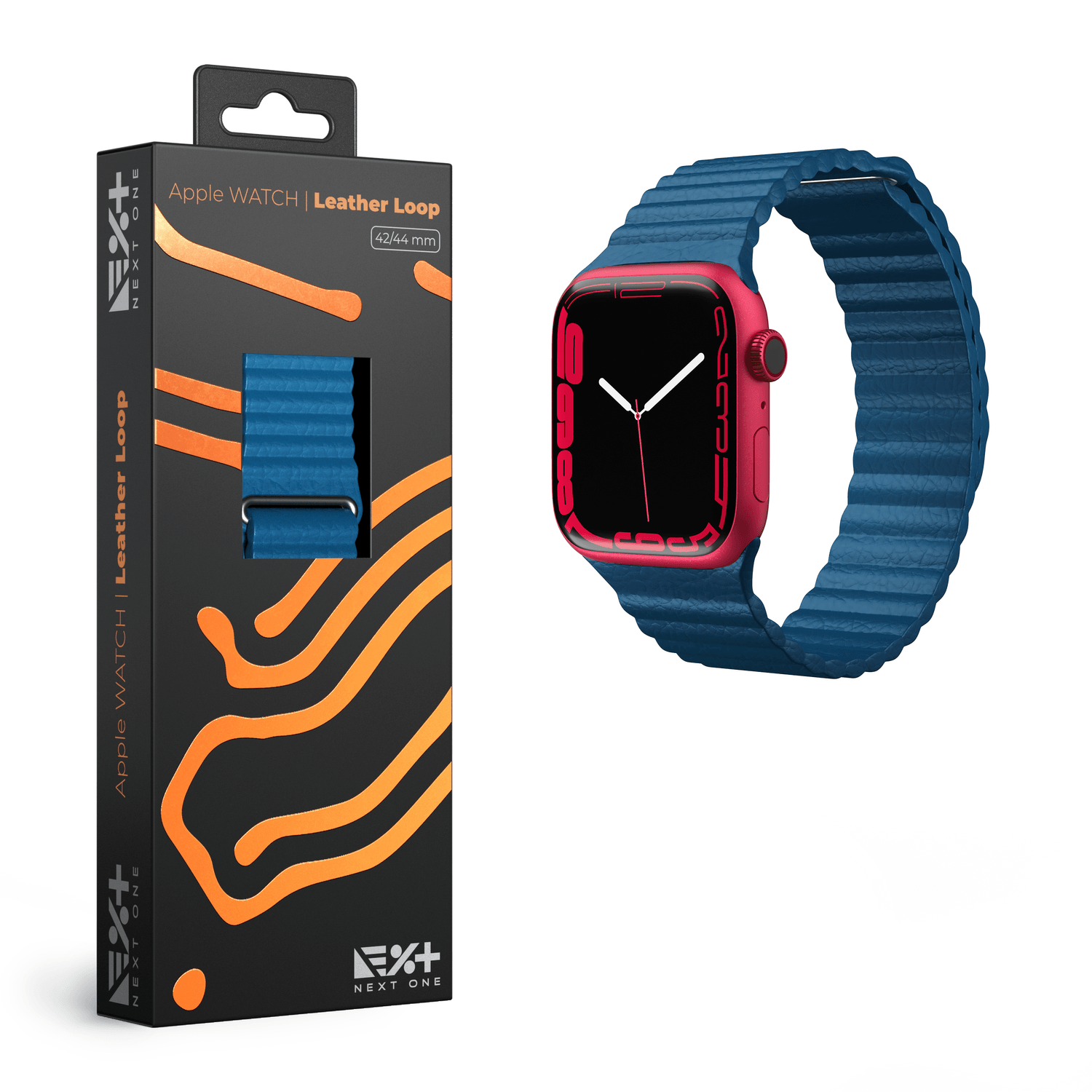 Curea NEXT ONE Leather Loop pentru Apple Watch 42/44/45mm, Denim Blue fotografia produsului
