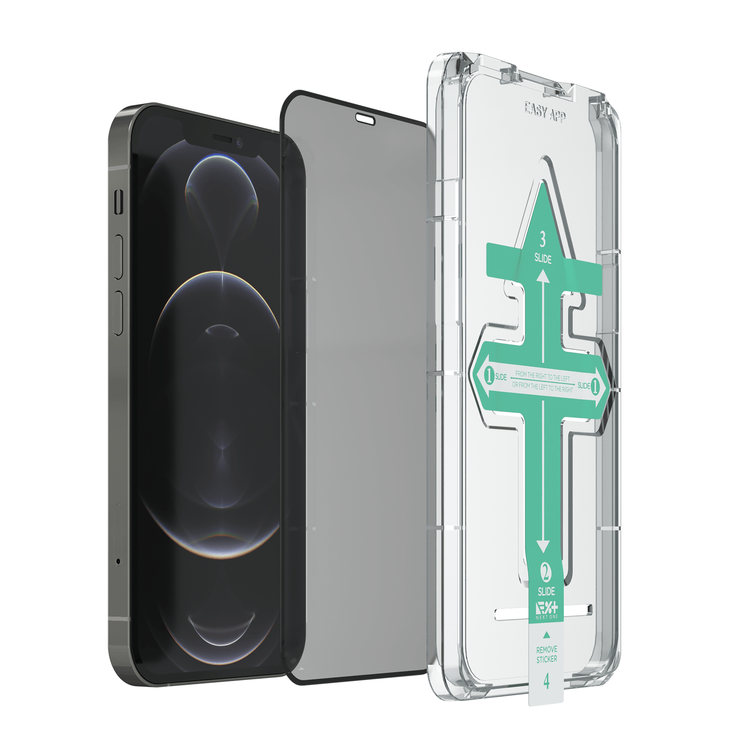 Folie de protectie din sticla Privacy NEXT ONE compatibila cu iPhone 12 Pro Max fotografia produsului View 4 L