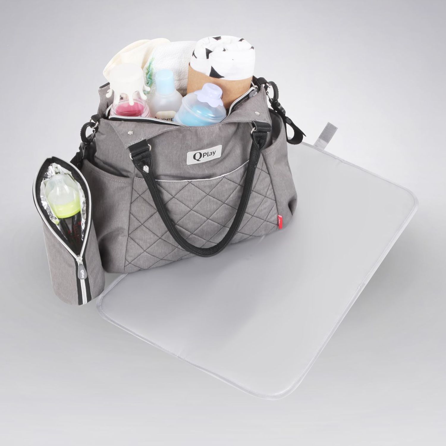 Geanta mamici Qplay Amy Gri deschis fotografia produsului View 2 L