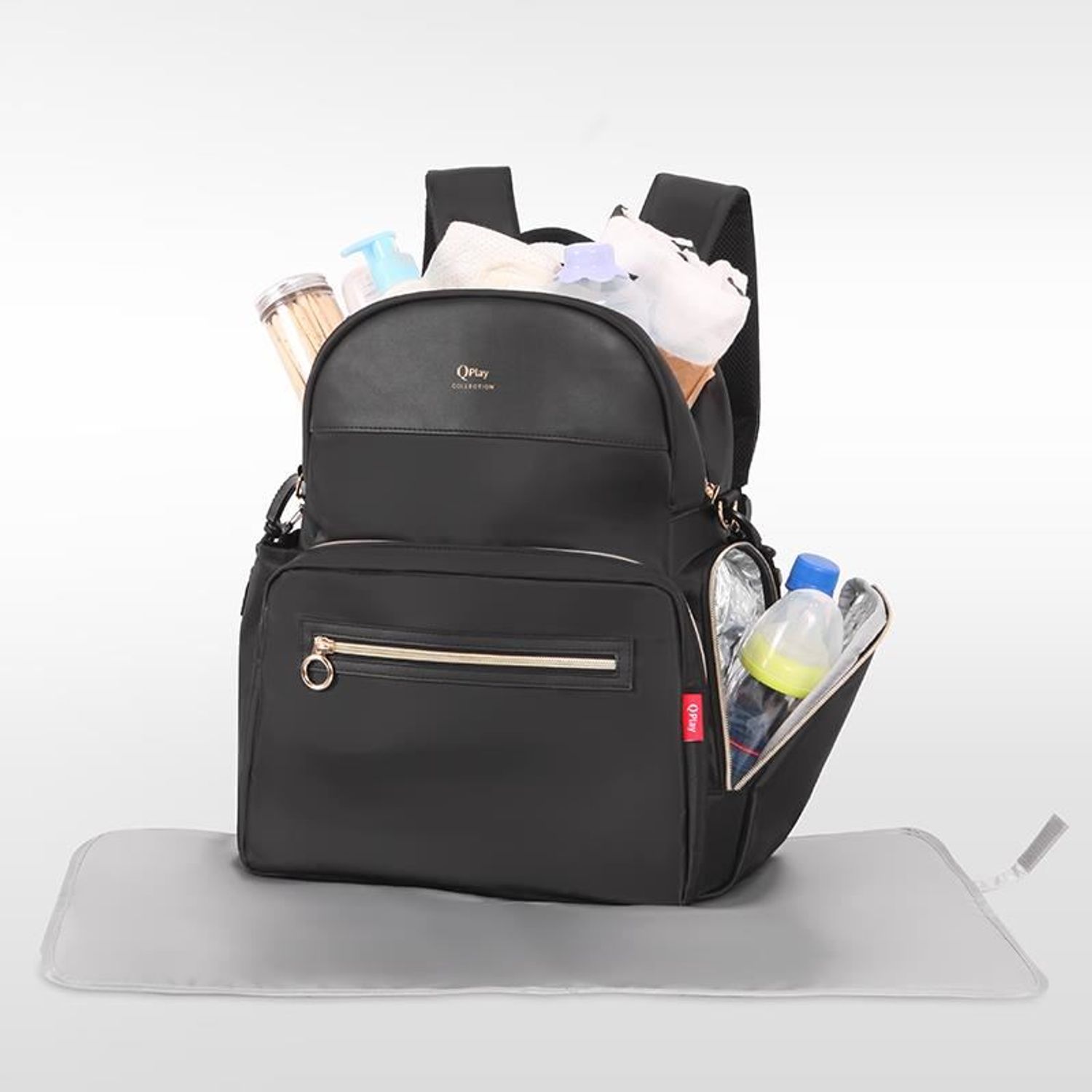 Rucsac mamici Qplay Britt Negru fotografia produsului View 3 L