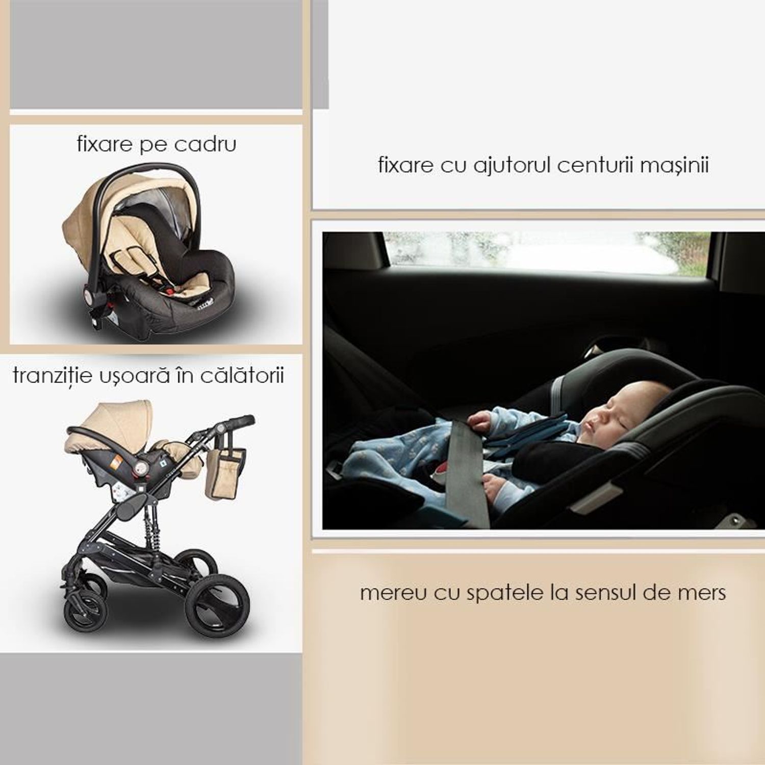 Carucior 3 in 1 transformabil Coccolle Oppa Bej fotografia produsului View 22 L