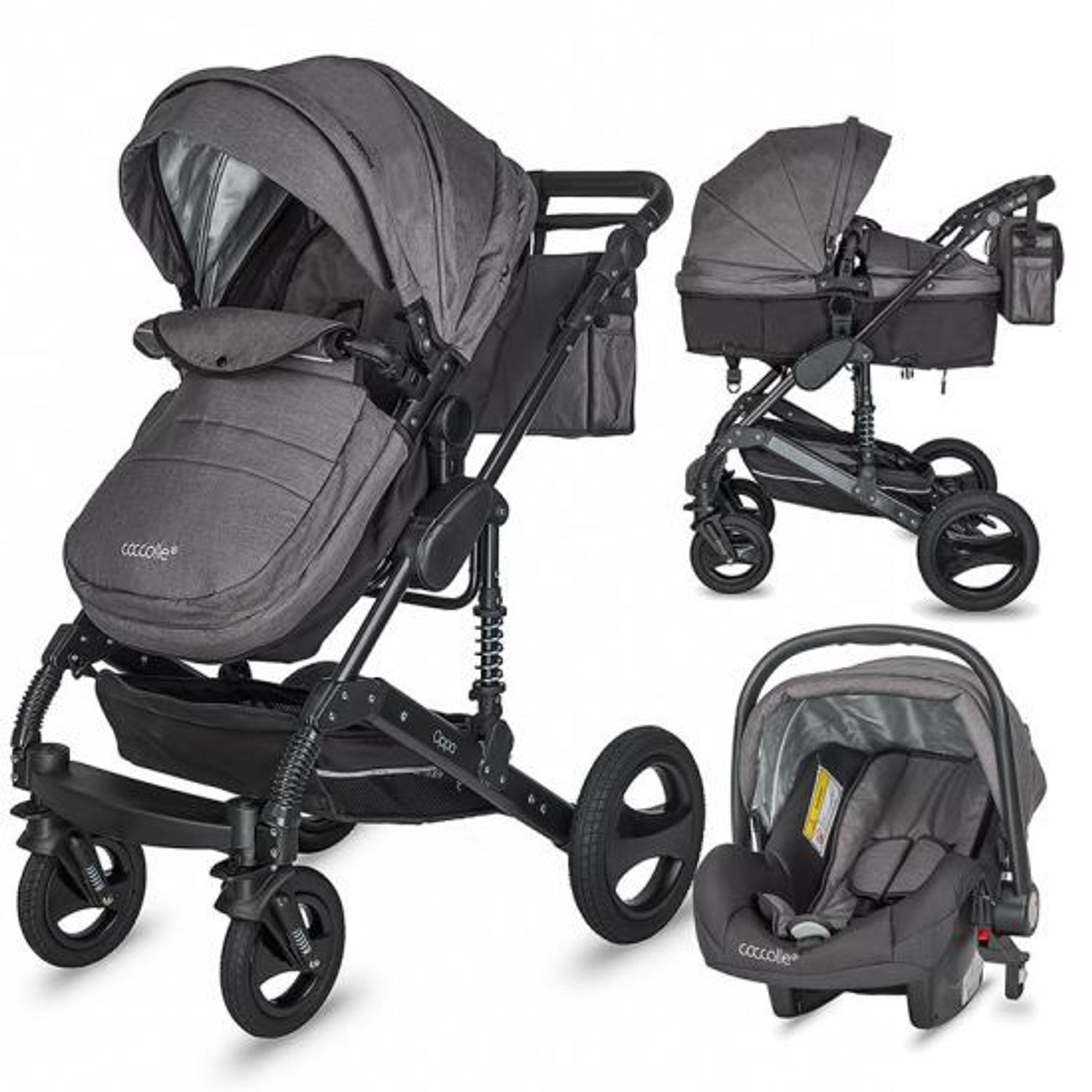 Carucior 3 in 1 transformabil Coccolle Oppa Gri fotografia produsului