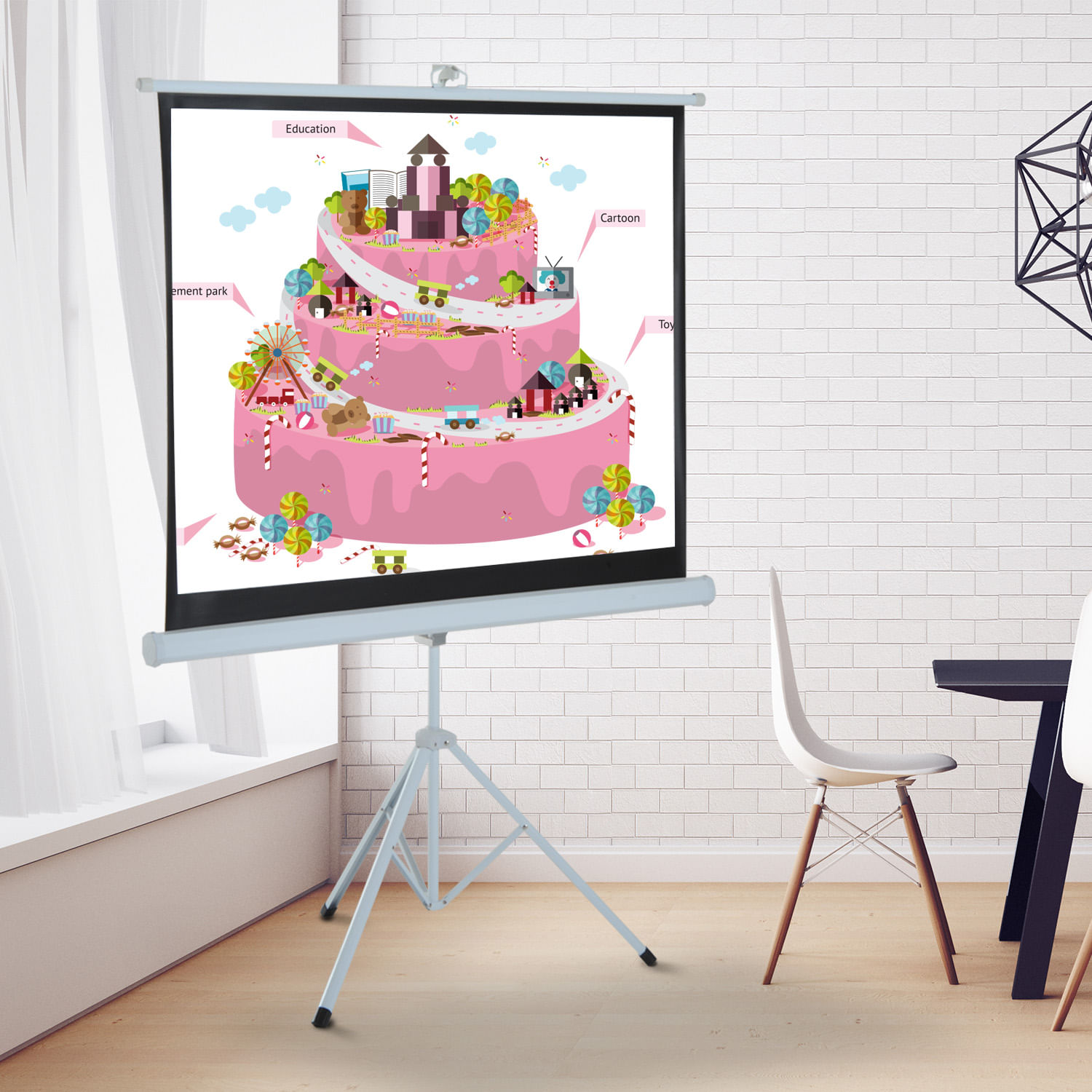 HomCom ecran de proiectie 100 inch, 4:3, trepied inclus fotografia produsului