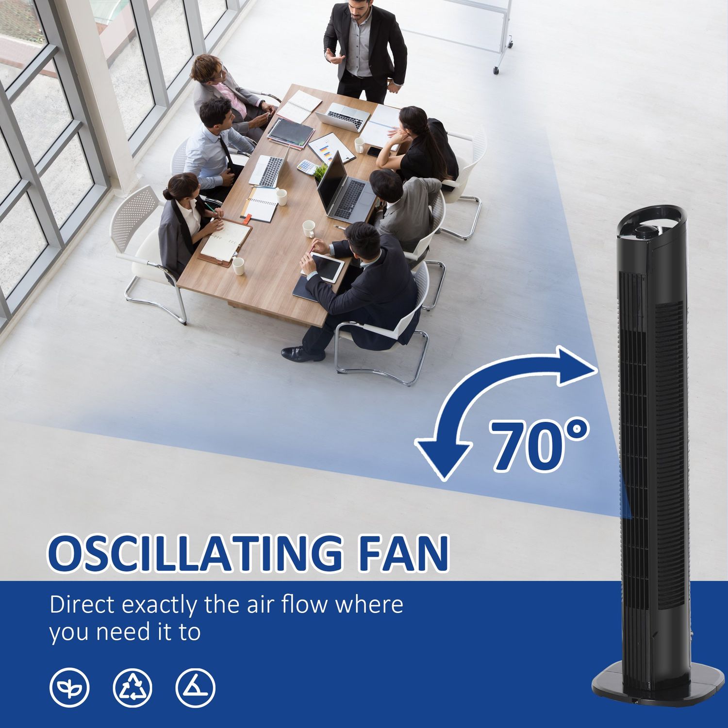 HOMCOM Ventilator tip Coloana Turn 3 Viteze Oscilatie 70&deg; si Maner fotografia produsului View 4 L