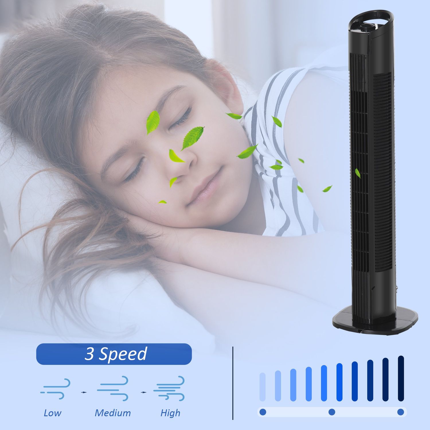 HOMCOM Ventilator tip Coloana Turn 3 Viteze Oscilatie 70&deg; si Maner fotografia produsului View 5 L