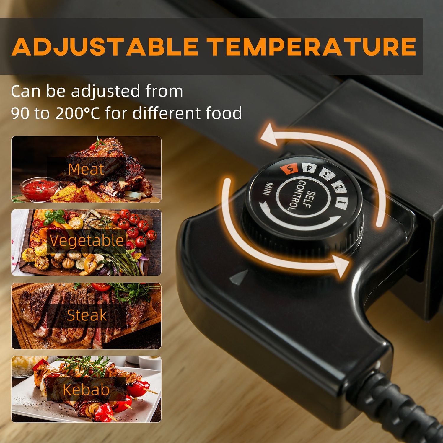 HomCom gratar electric antiaderent,1600W fotografia produsului View 3 L