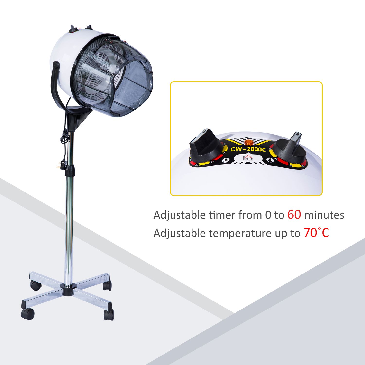 HOMCOM Casca pentru Uscat Parul Profesionala, Inaltime Reglabila si Timer fotografia produsului View 8 L