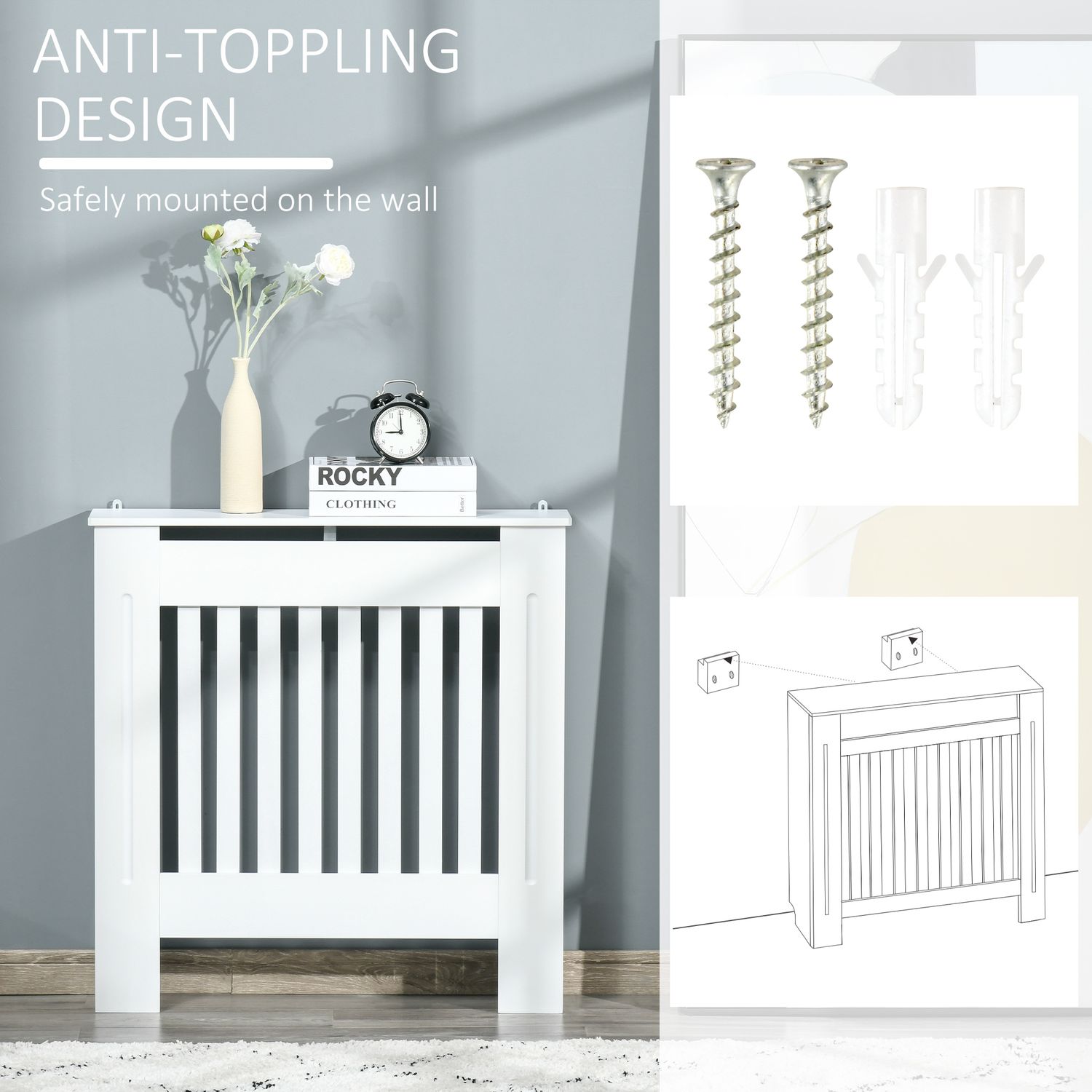 HOMCOM, masca pentru radiator, 78x19x81cm, alb fotografia produsului View 8 L