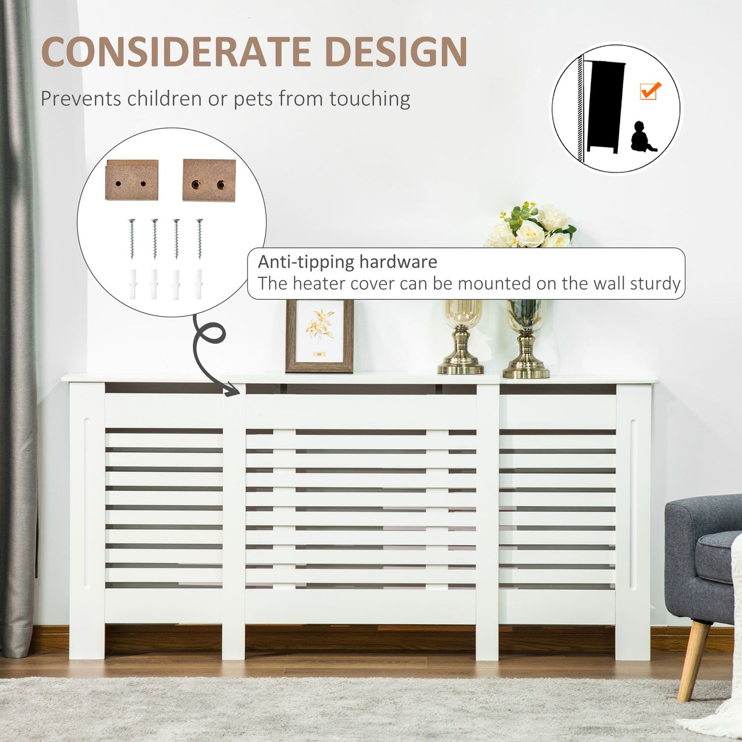 HOMCOM Masca pentru Calorifer Latime Reglabila si Raft din MDF si Lemn fotografia produsului View 8 L