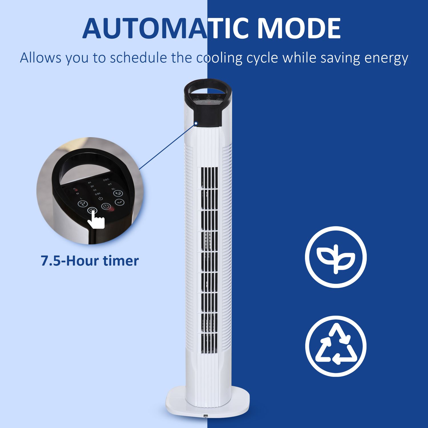 HOMCOM Ventilator tip Coloana cu Telecomanda Oscilatie 3 Functii 3 Viteze fotografia produsului View 8 L