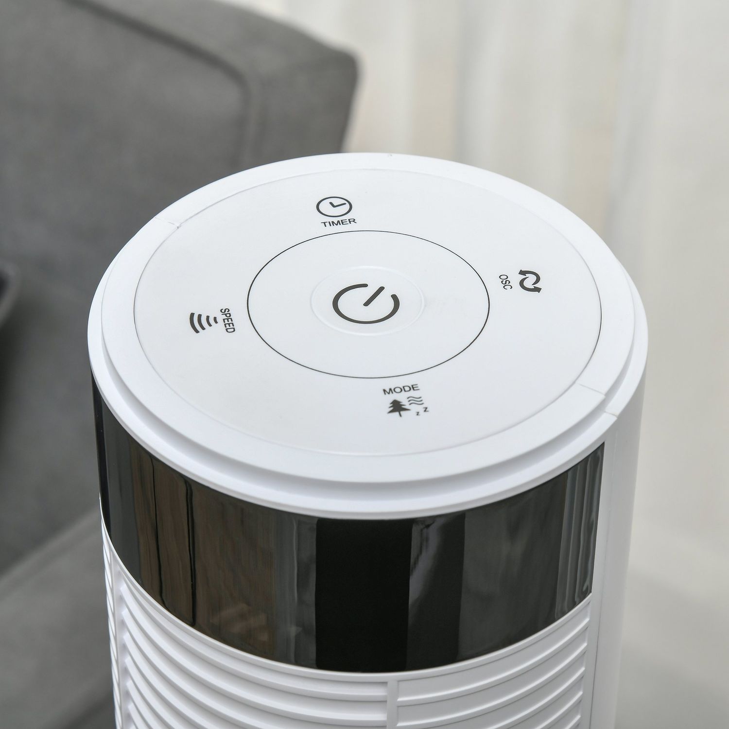 HOMCOM Ventilator Coloana cu 3 Viteze si 4 Moduri, Timer de12h, Panou LED si Telecomanda, Alb fotografia produsului View 6 L