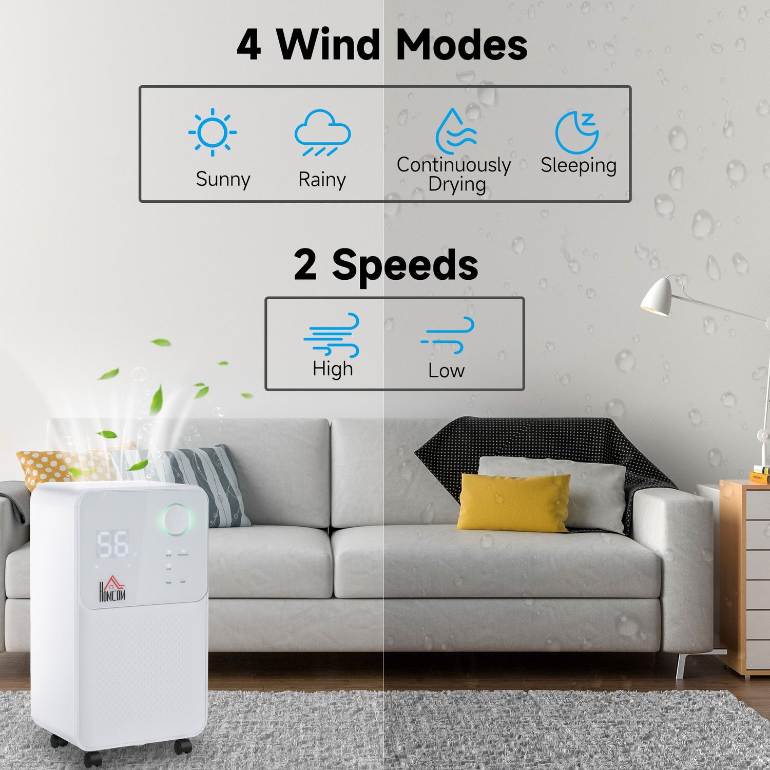 HomCom dezumidificator portabil de 16L, alb fotografia produsului View 4 L