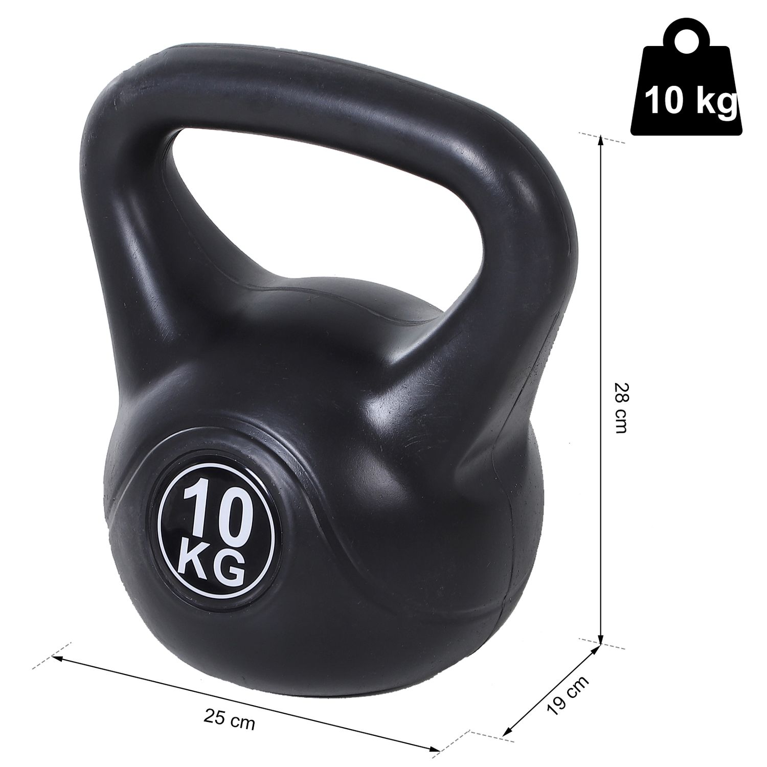 Homcom Kettlebell 10 kg, 25x19x28 cm, negru fotografia produsului View 2 L