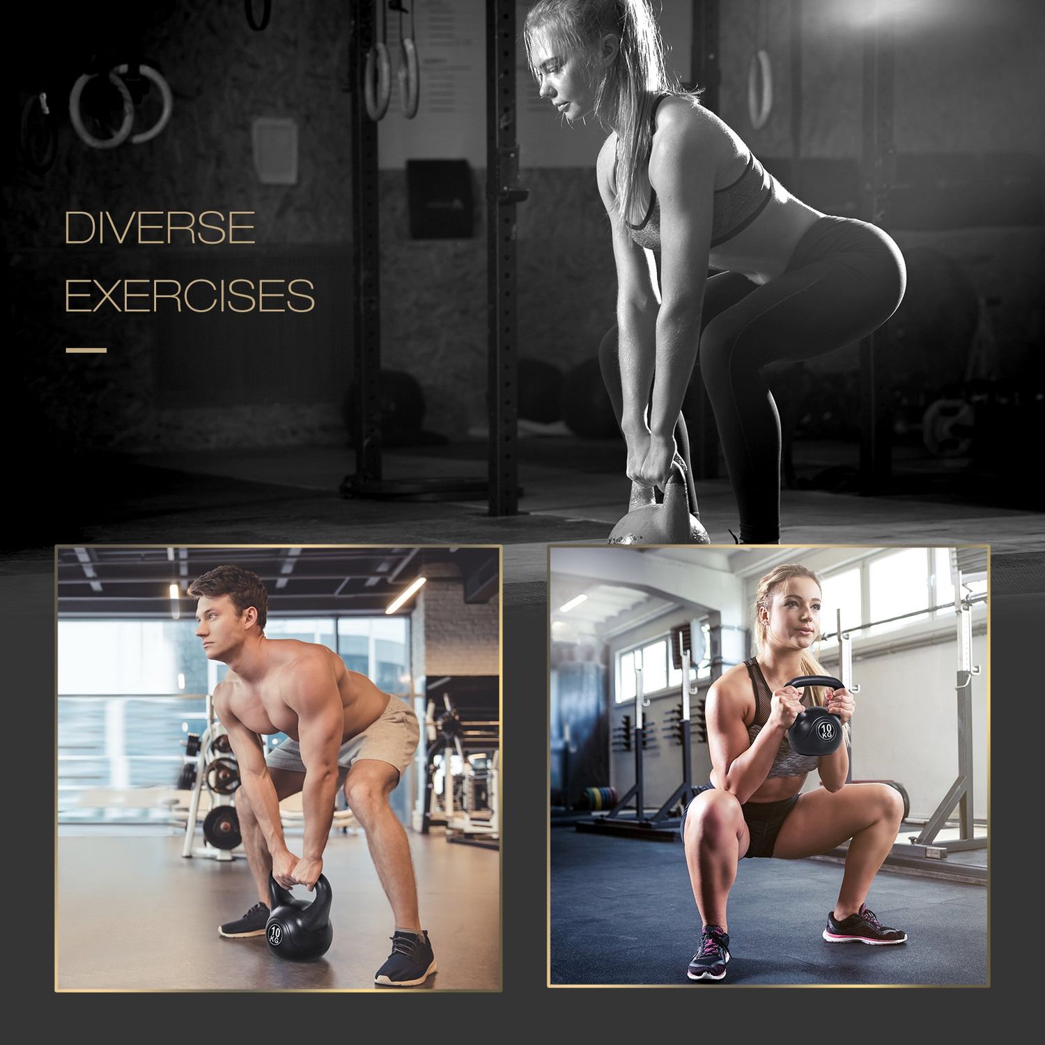 Homcom Kettlebell 10 kg, 25x19x28 cm, negru fotografia produsului View 4 L