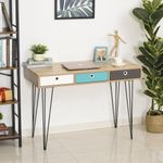 HomCom birou design nordic, 3 sertare, 110x50x77,5cm fotografia produsului