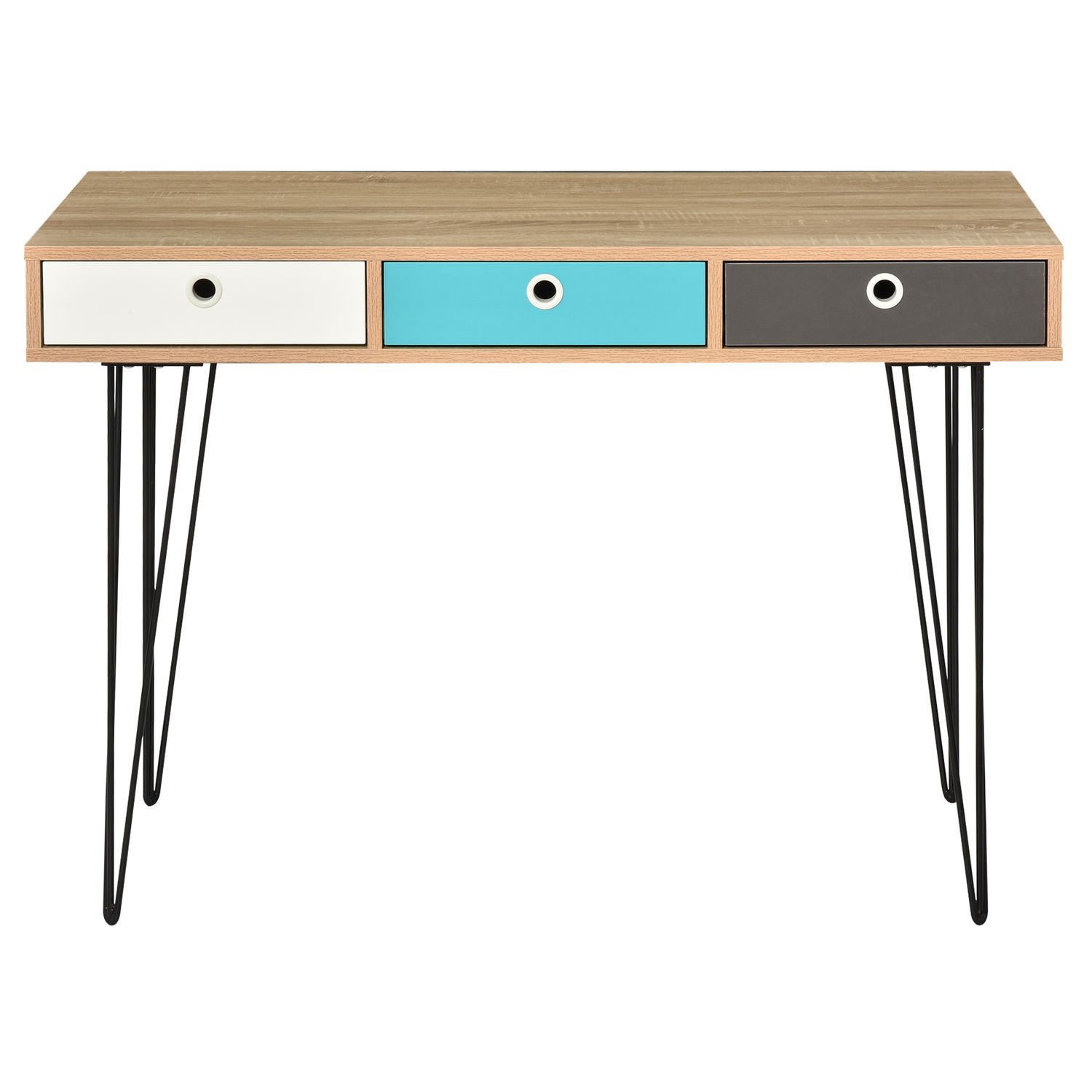 HomCom birou design nordic, 3 sertare, 110x50x77,5cm fotografia produsului View 3 L