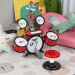 HOMCOM Set de Tobe de jucarie cu Multe Efecte Sonore si Microfon pentru Copii Rosu fotografia produsului