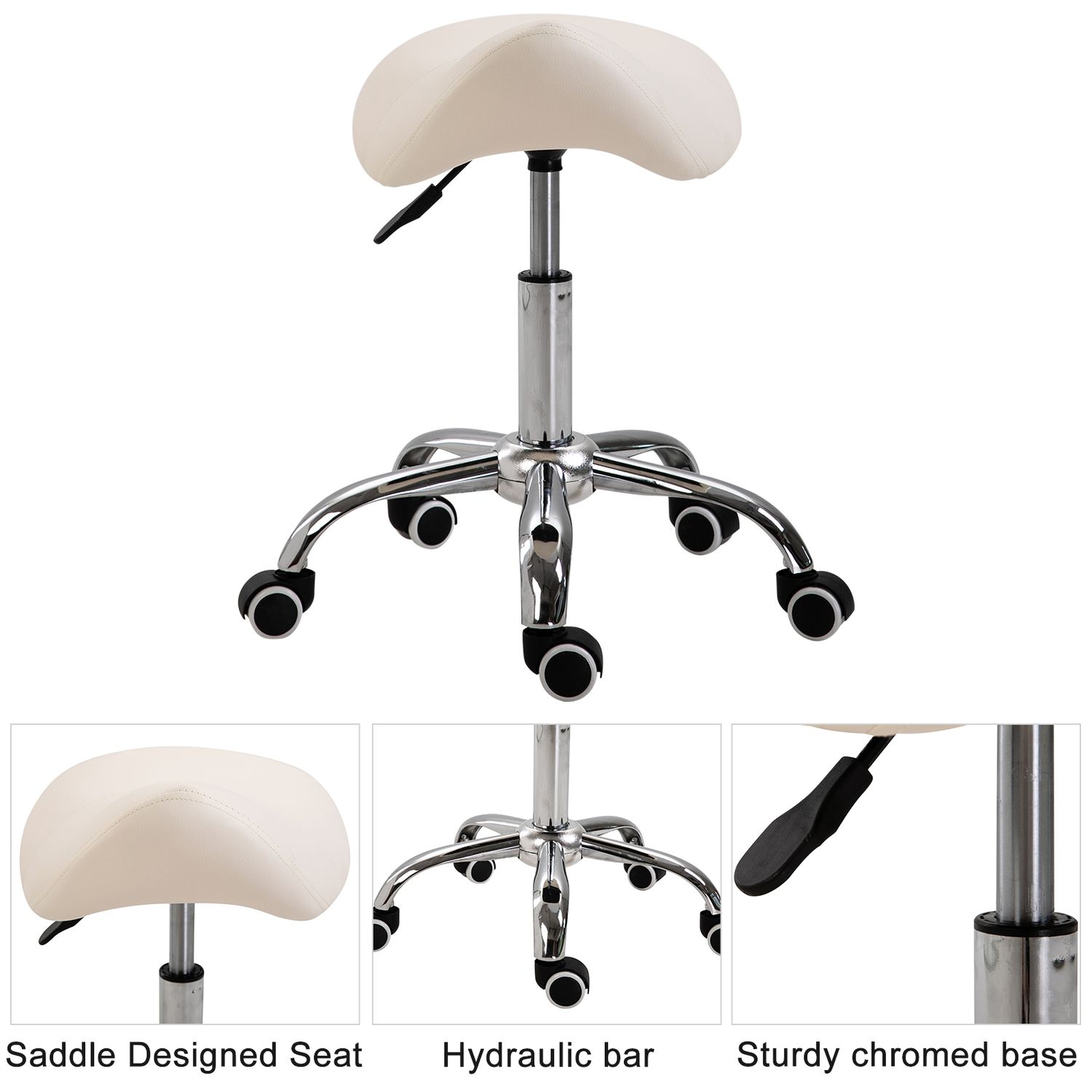 HomCom scaun pentru salon, tip sa 52&times;53&times;49-61cm, crem fotografia produsului View 4 L