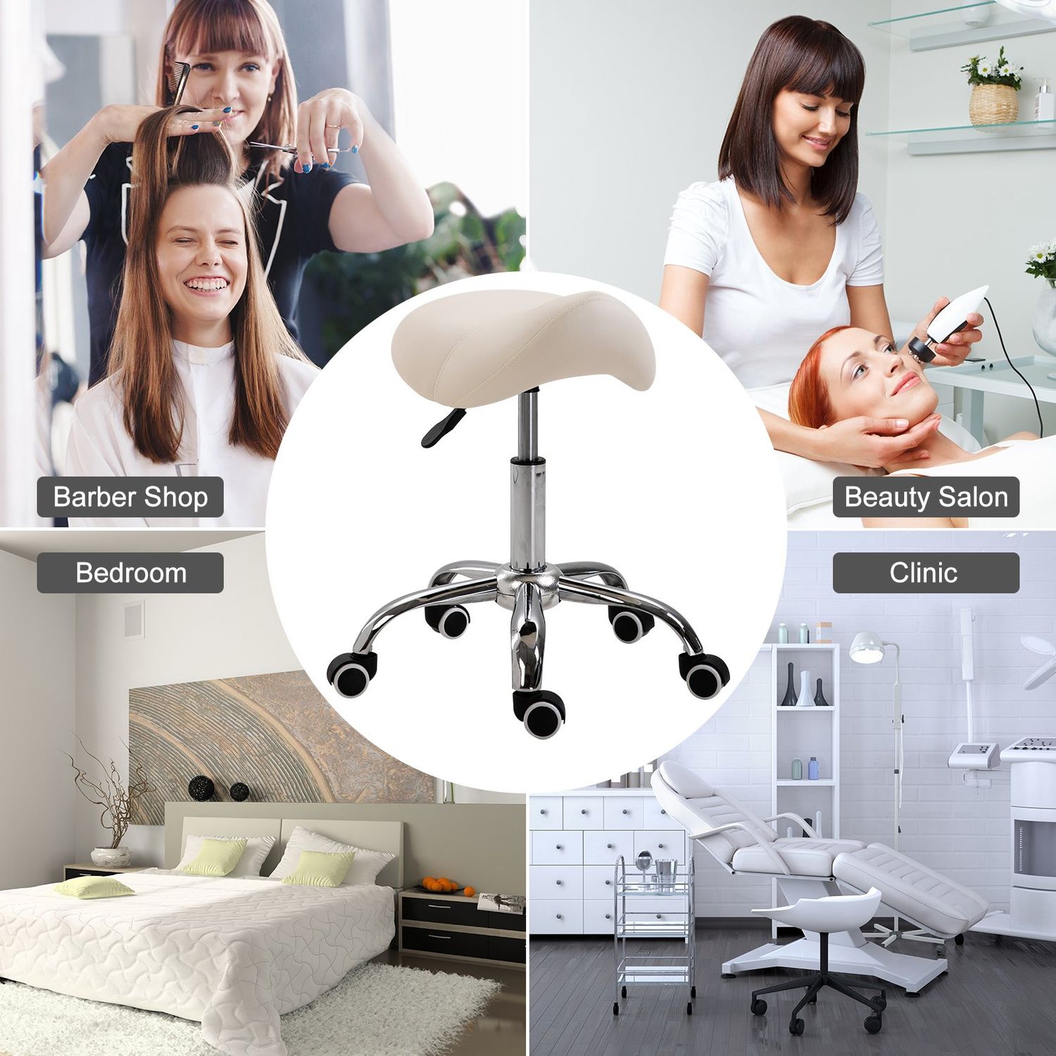 HomCom scaun pentru salon, tip sa 52&times;53&times;49-61cm, crem fotografia produsului View 6 L