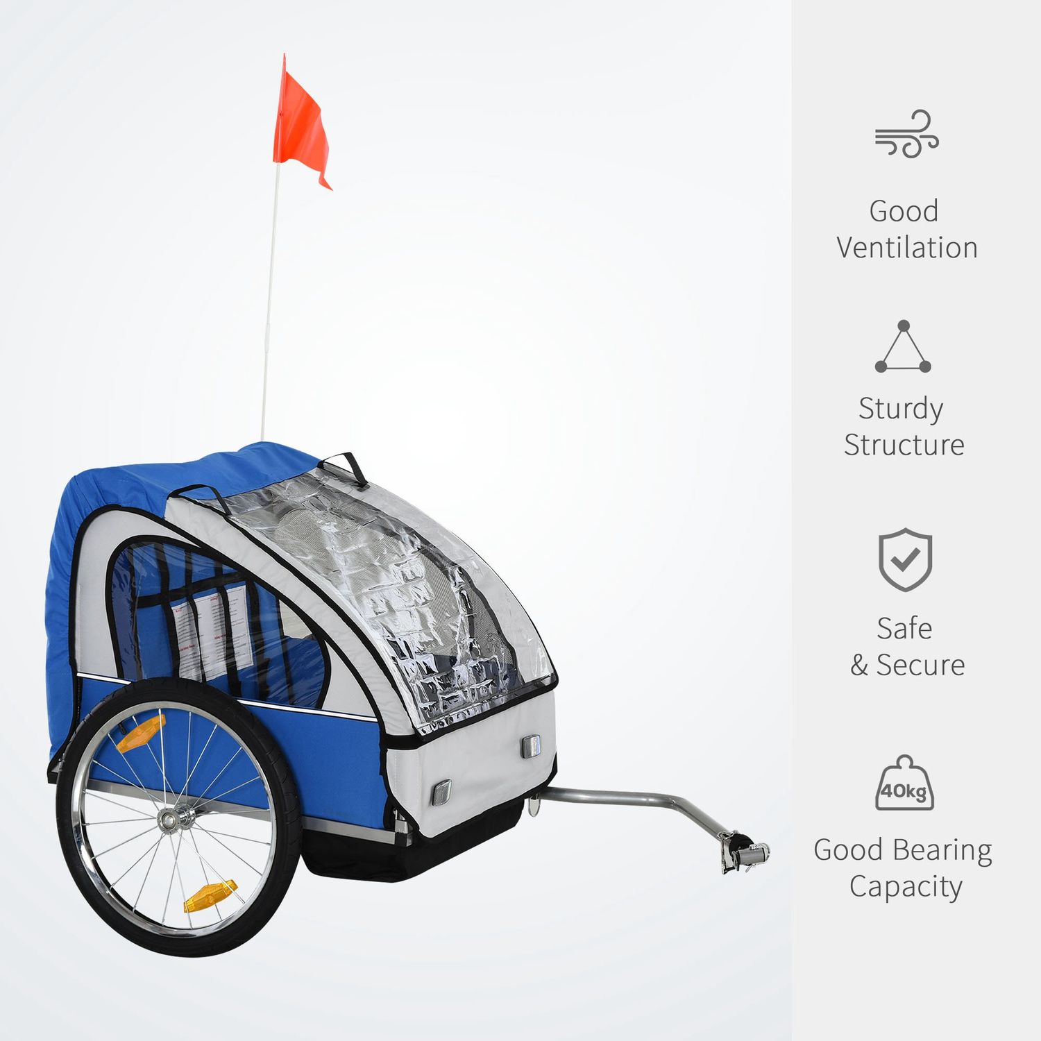 HomCom remorca biciclete pentru copii, 2 locuri, 126x78x79cm fotografia produsului View 3 L