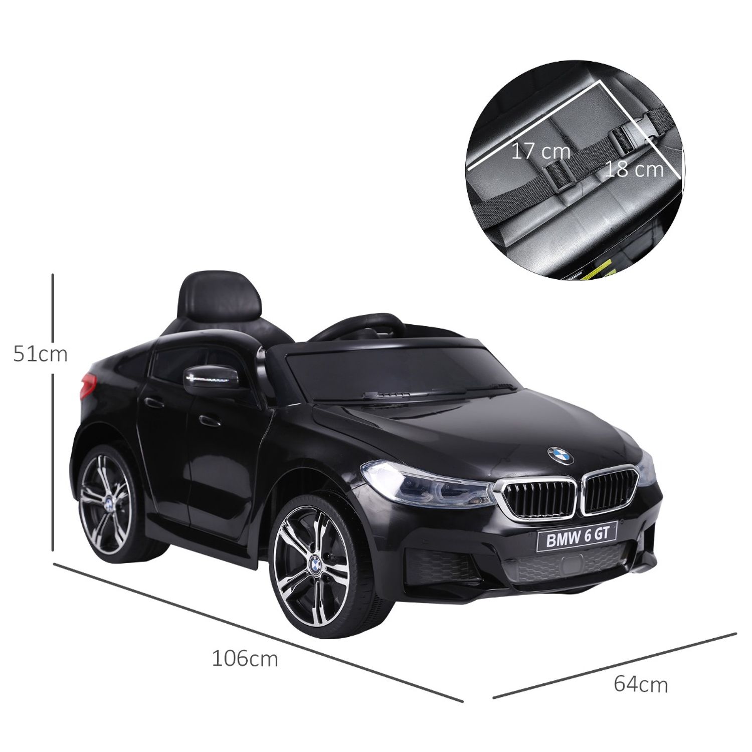 HomCom BMW masina electrica 6V cu telecomanda, neagra fotografia produsului View 2 L