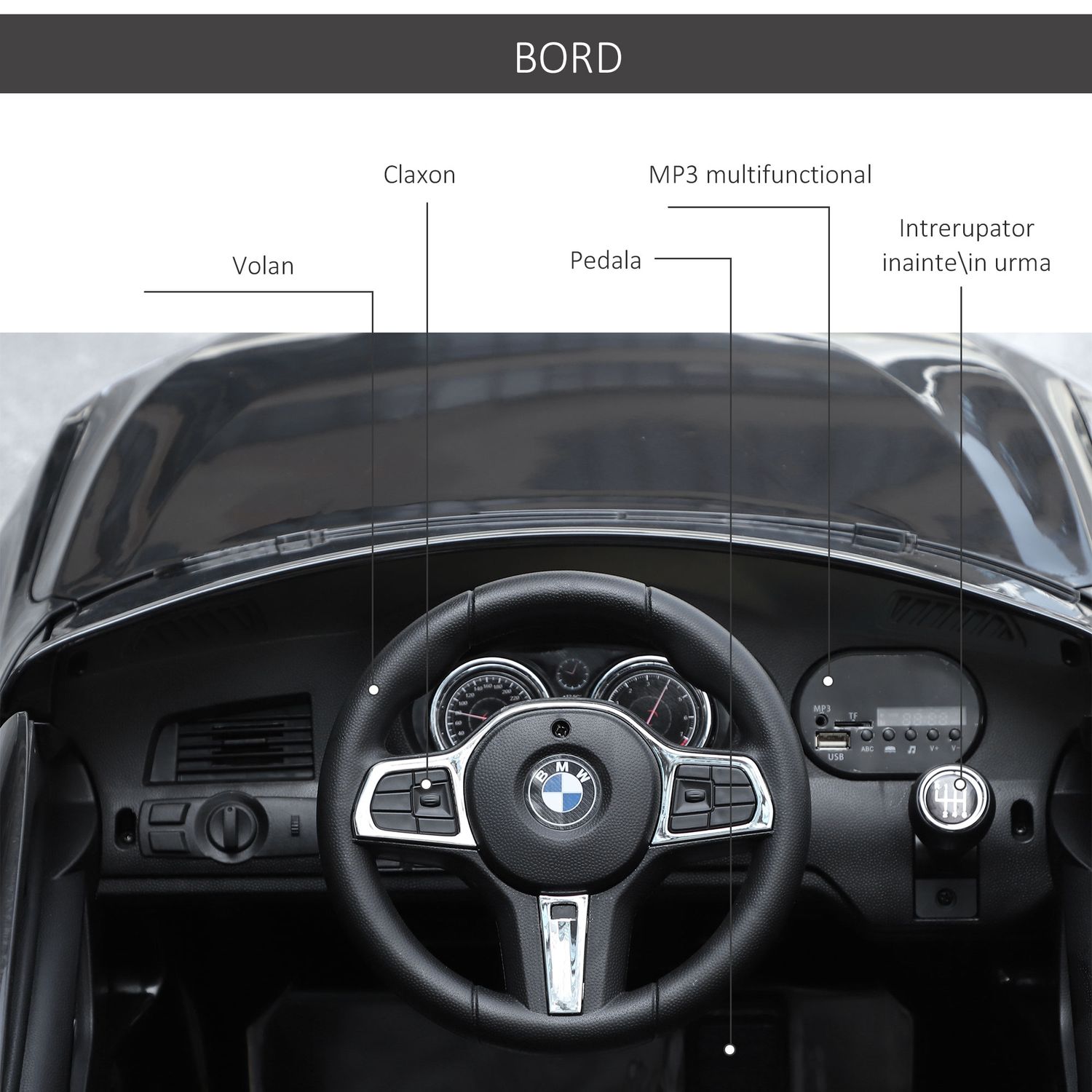 HomCom BMW masina electrica 6V cu telecomanda, neagra fotografia produsului View 8 L