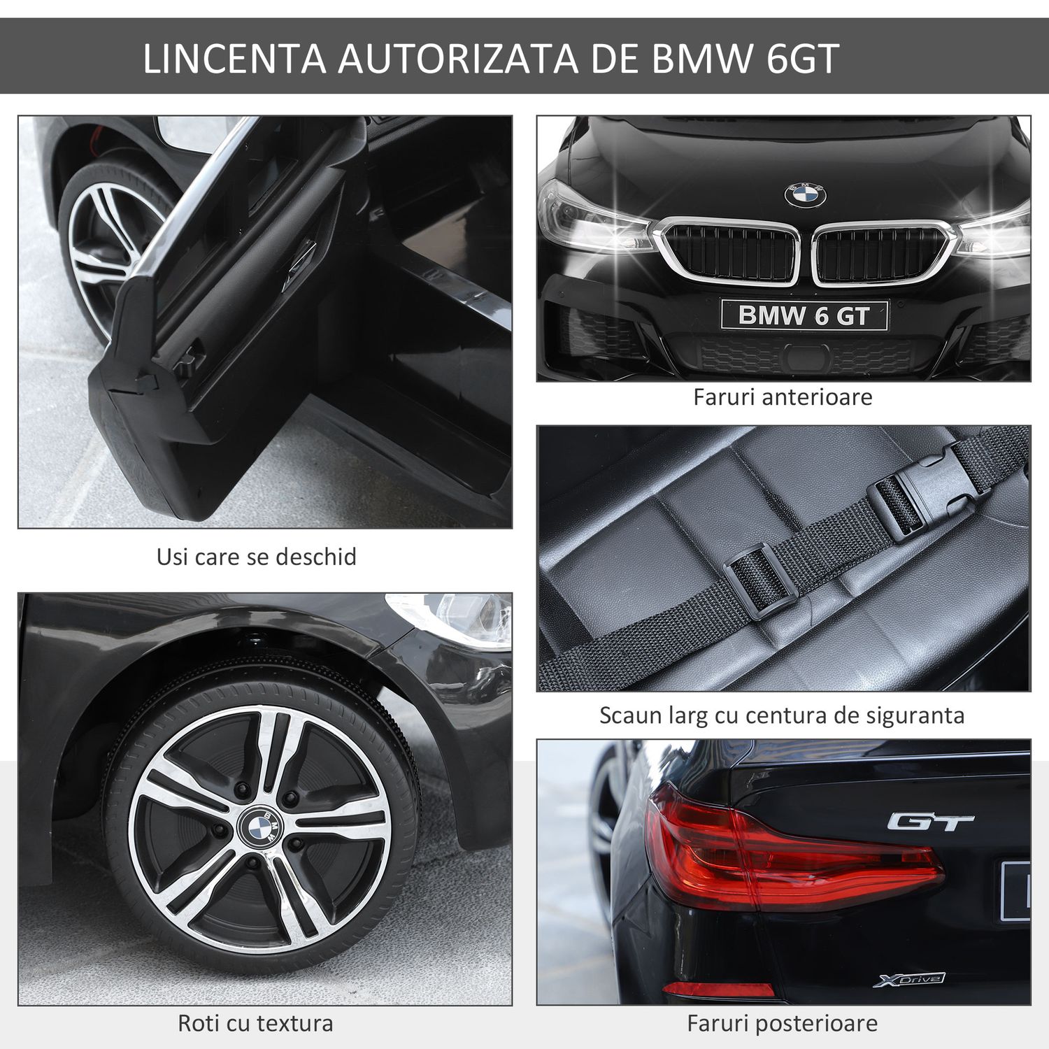 HomCom BMW masina electrica 6V cu telecomanda, neagra fotografia produsului View 5 L
