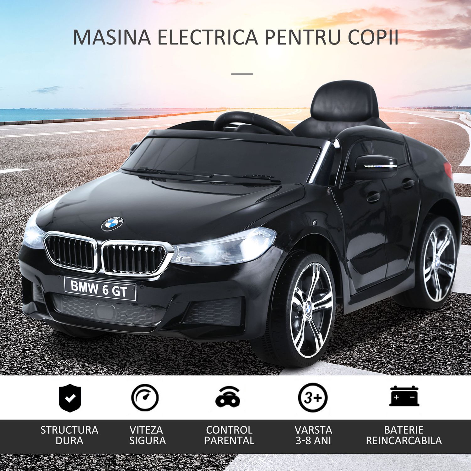HomCom BMW masina electrica 6V cu telecomanda, neagra fotografia produsului View 4 L