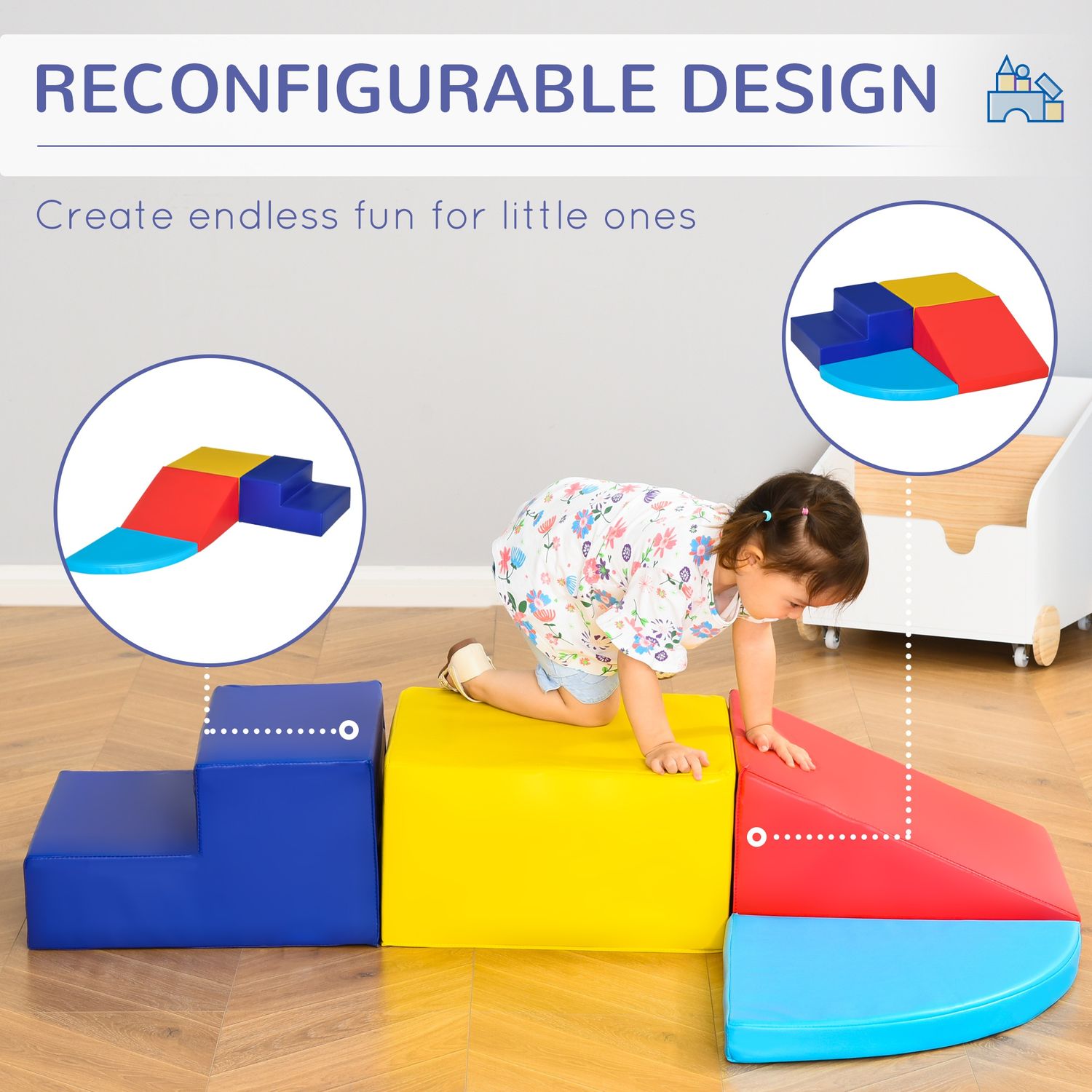 HOMCOM Set Constructii Moi de 4 Piese pentru Copii de 1-3 Ani, Multicolor fotografia produsului View 5 L
