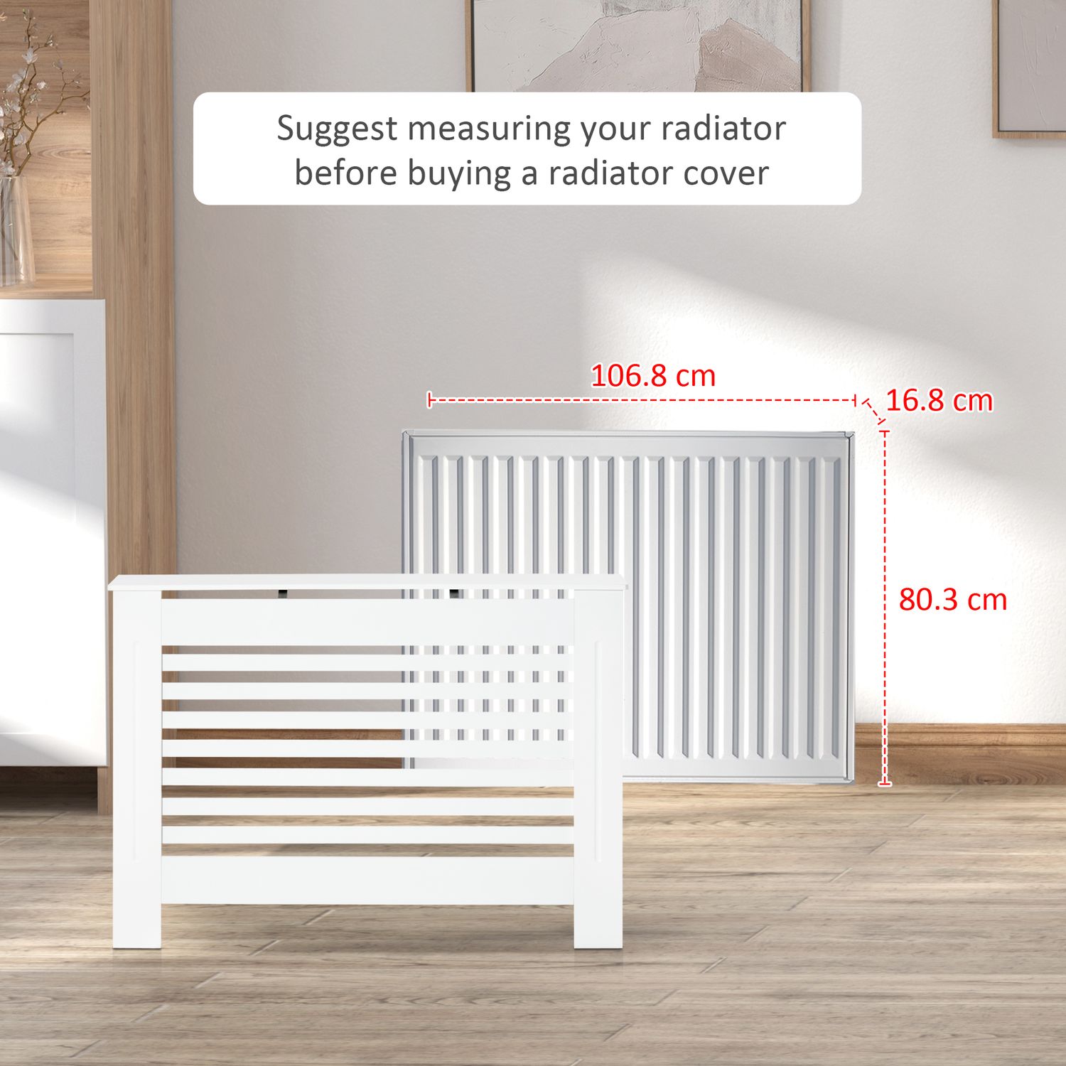 HomCom masca radiator, sipci MDF, 12x19x81cm, alb fotografia produsului View 5 L