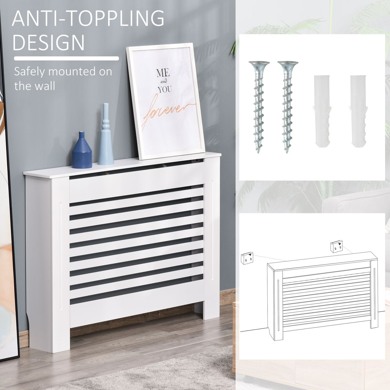 HomCom masca radiator, sipci MDF, 12x19x81cm, alb fotografia produsului View 7 L