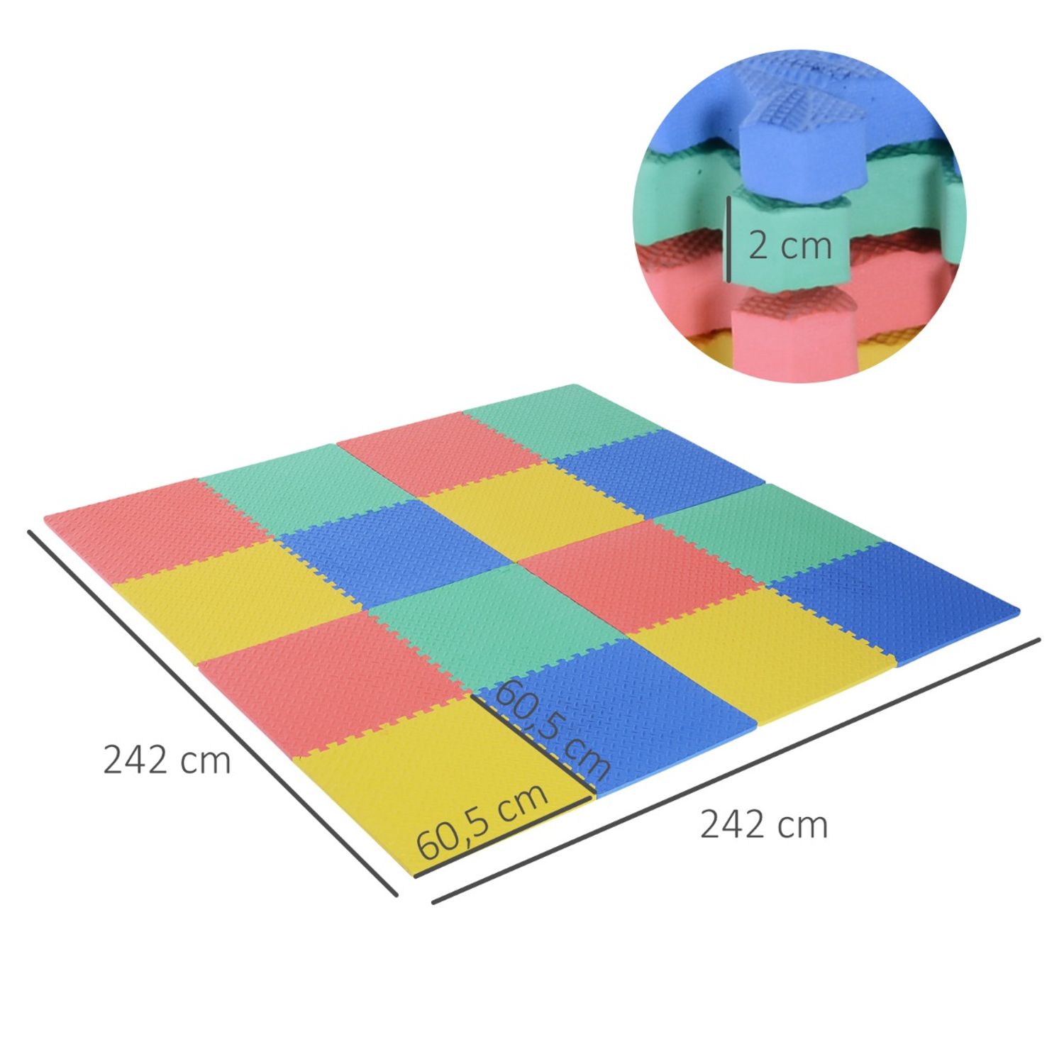 HomCom covor puzzle, 16 bucati 63.5x63.5x2cm, multicolor fotografia produsului View 2 L
