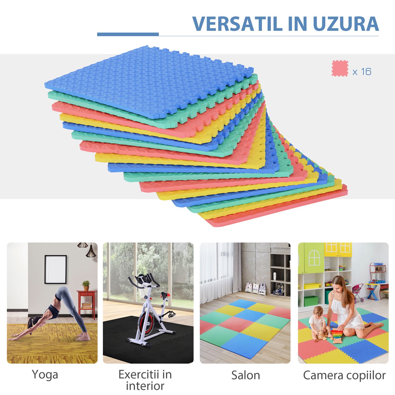 HomCom covor puzzle, 16 bucati 63.5x63.5x2cm, multicolor fotografia produsului View 4 L
