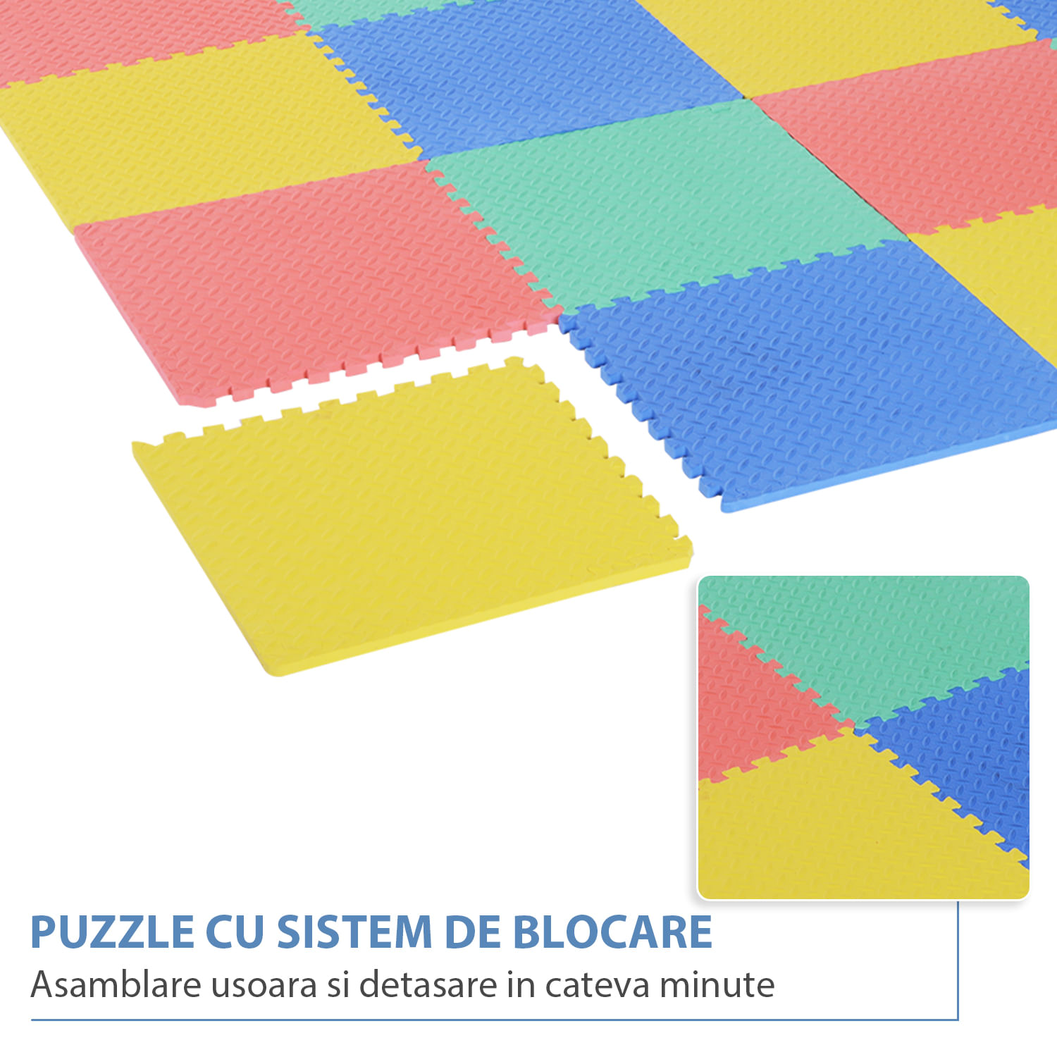HomCom covor puzzle, 16 bucati 63.5x63.5x2cm, multicolor fotografia produsului View 5 L