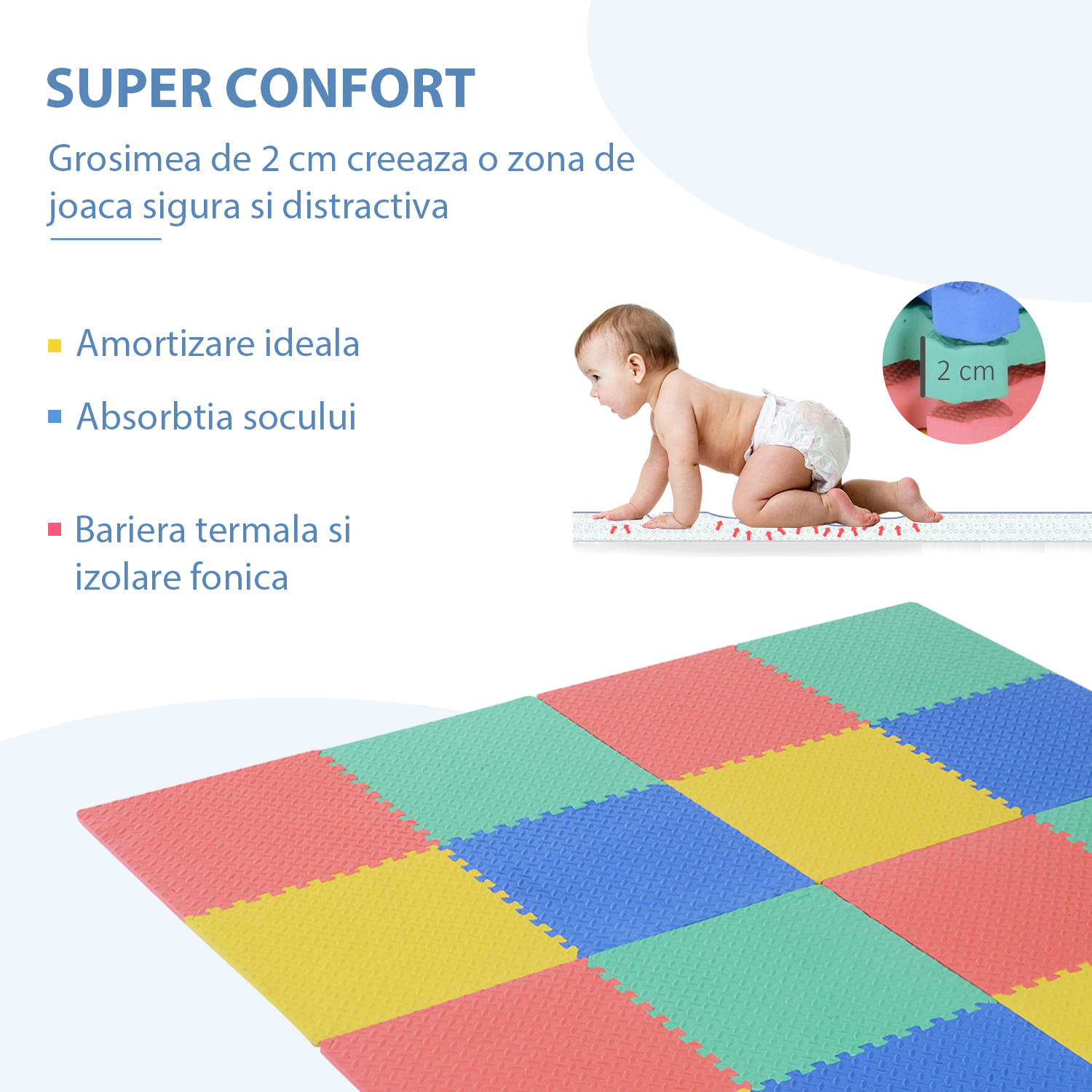 HomCom covor puzzle, 16 bucati 63.5x63.5x2cm, multicolor fotografia produsului View 6 L
