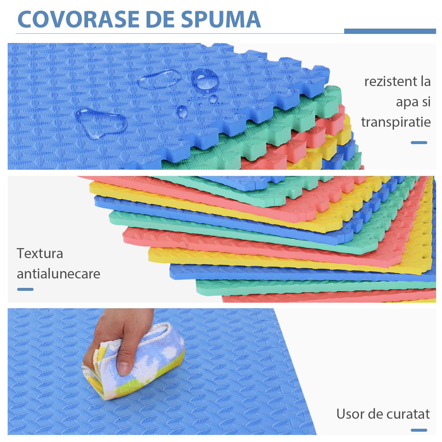 HomCom covor puzzle, 16 bucati 63.5x63.5x2cm, multicolor fotografia produsului View 8 L