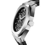 Ceas Barbati, D1 MILANO, SILVER SKELETON RUBBER AUTOMATIC D1-SKRJ01 fotografia produsului View 2 S