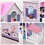 HOMCOM Casa de Papusi din Lemn pentru Copii 3 ani+ cu 12 Accesorii Roz fotografia produsului View 5 S