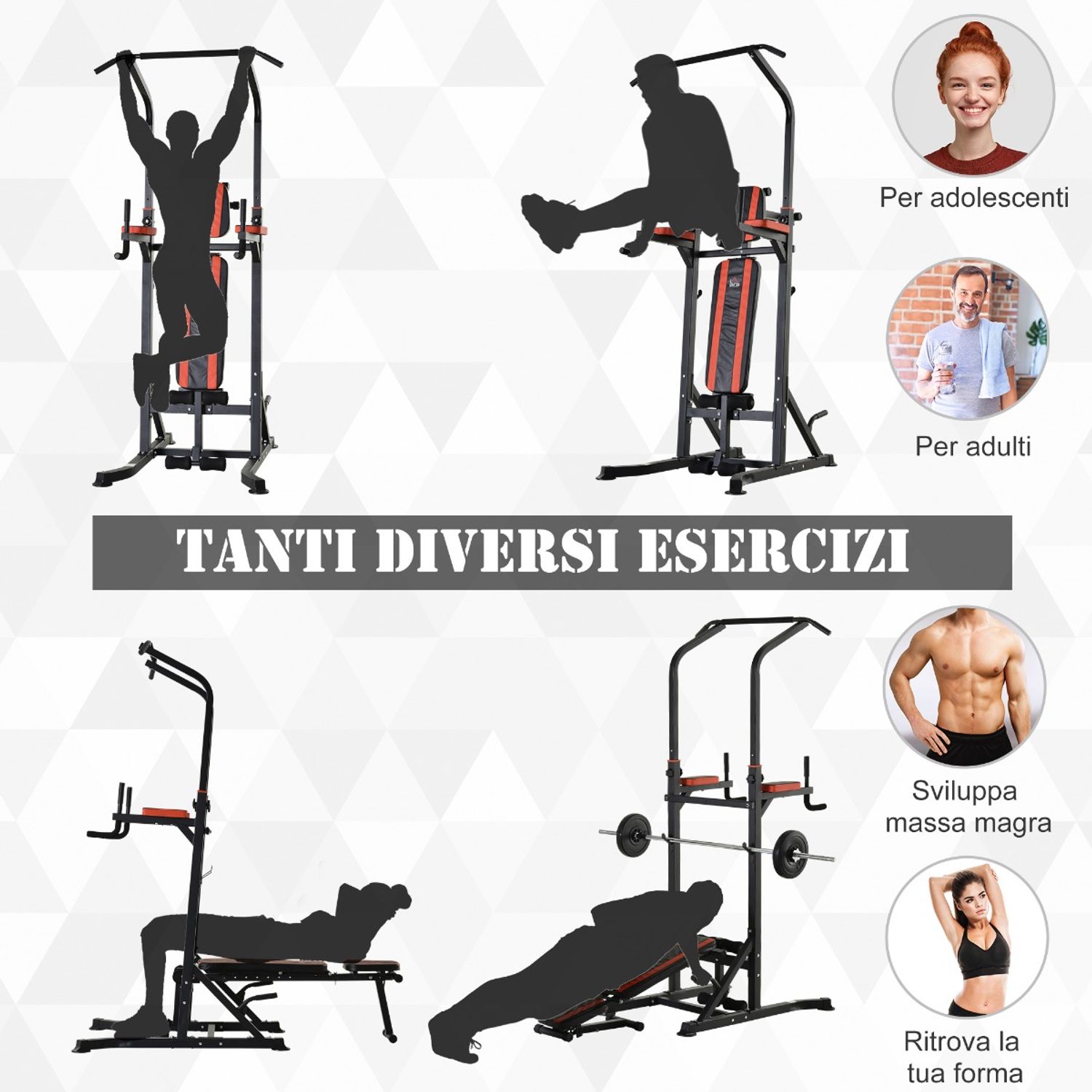 HomCom aparat pentru sport 92x178x200-236 cm, rosu fotografia produsului View 7 L