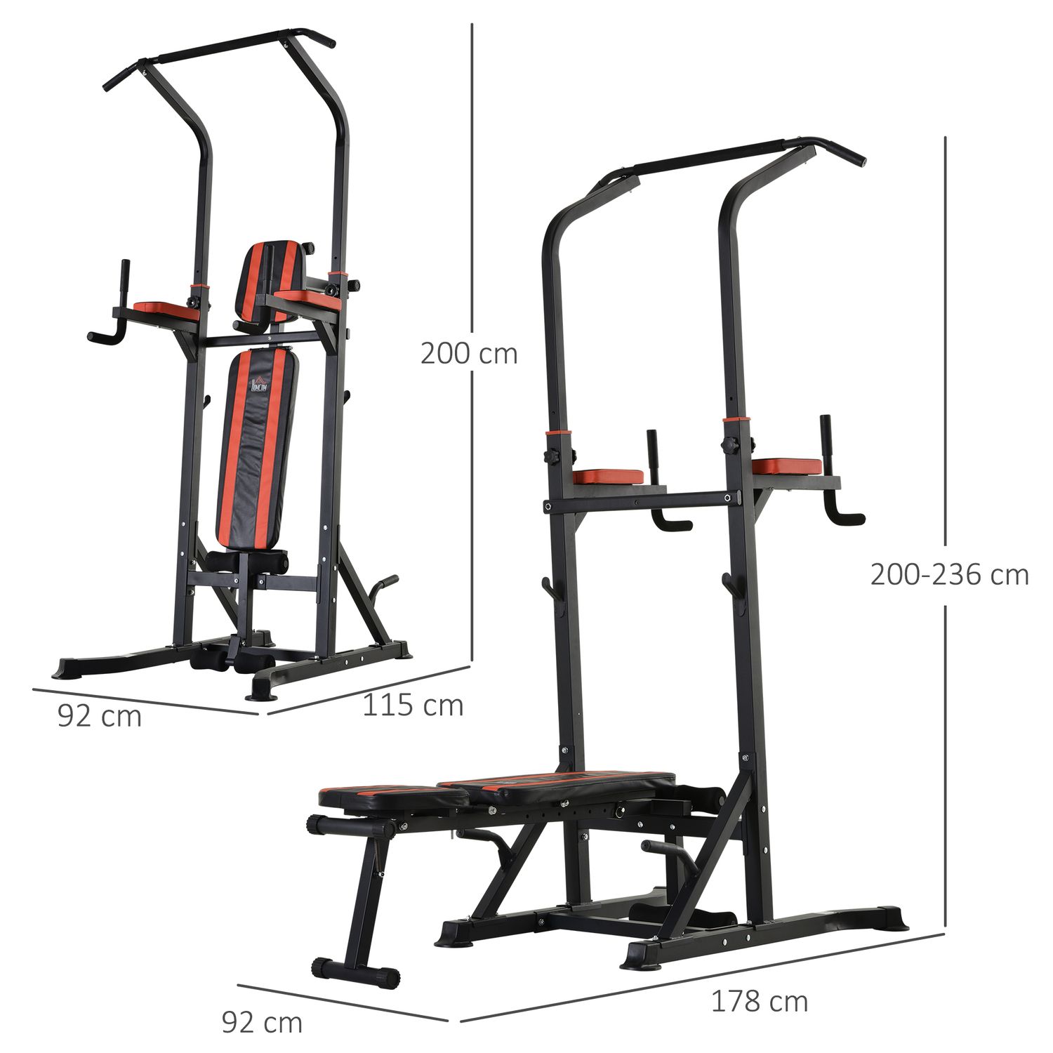HomCom aparat pentru sport 92x178x200-236 cm, rosu fotografia produsului View 2 L