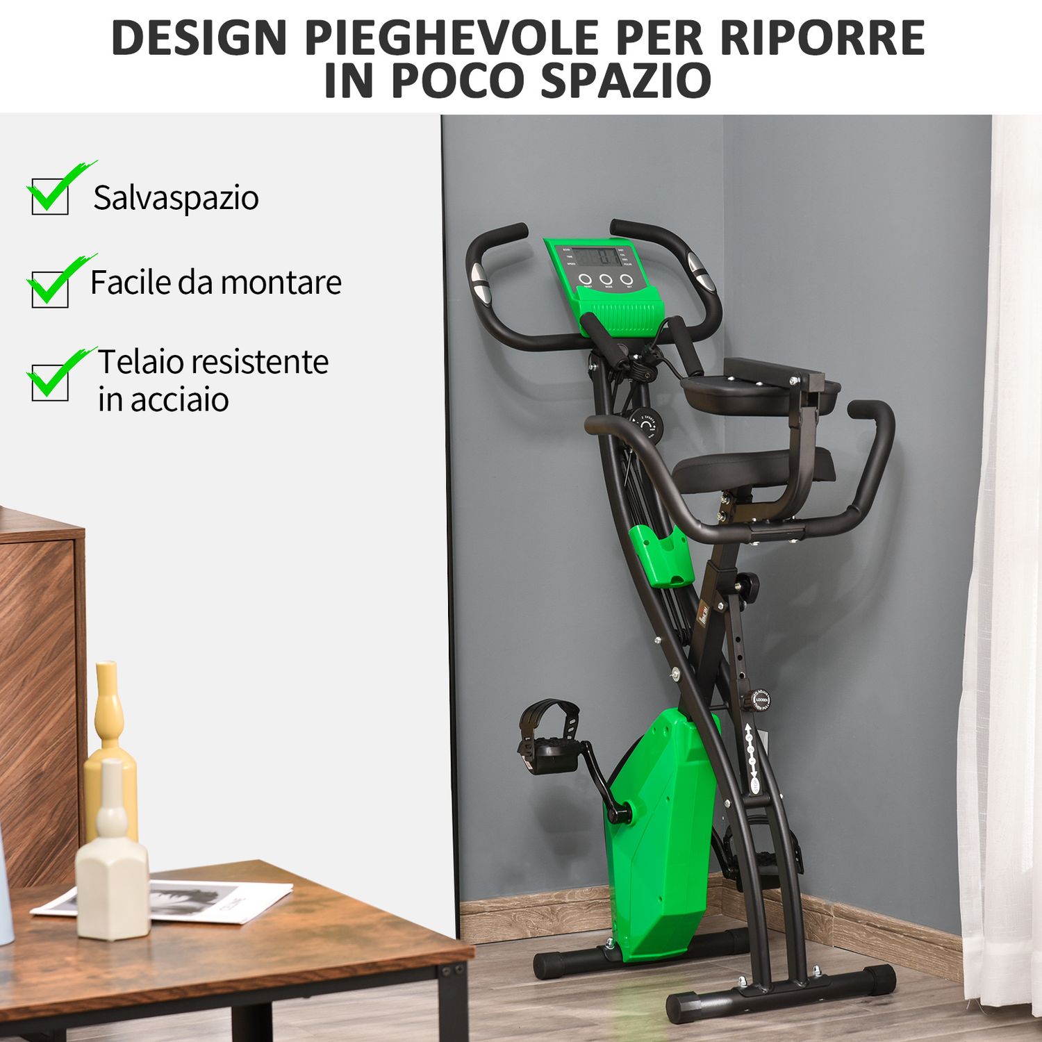 HOMCOM Bicicleta Pliabila 2 in 1 Rezistenta 8 Nivele Elastice pentru Brate fotografia produsului View 3 L
