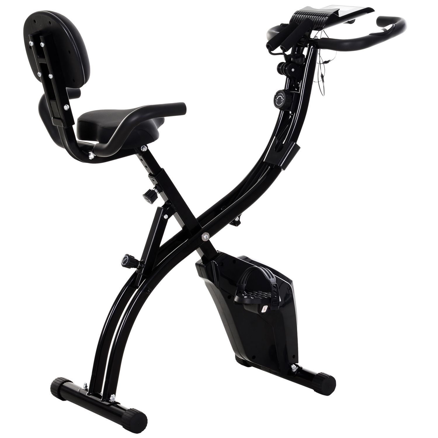 HOMCOM Bicicleta Magnetica Pliabila de Camera din Otel Negru cu Benzi Elastice fotografia produsului View 5 L